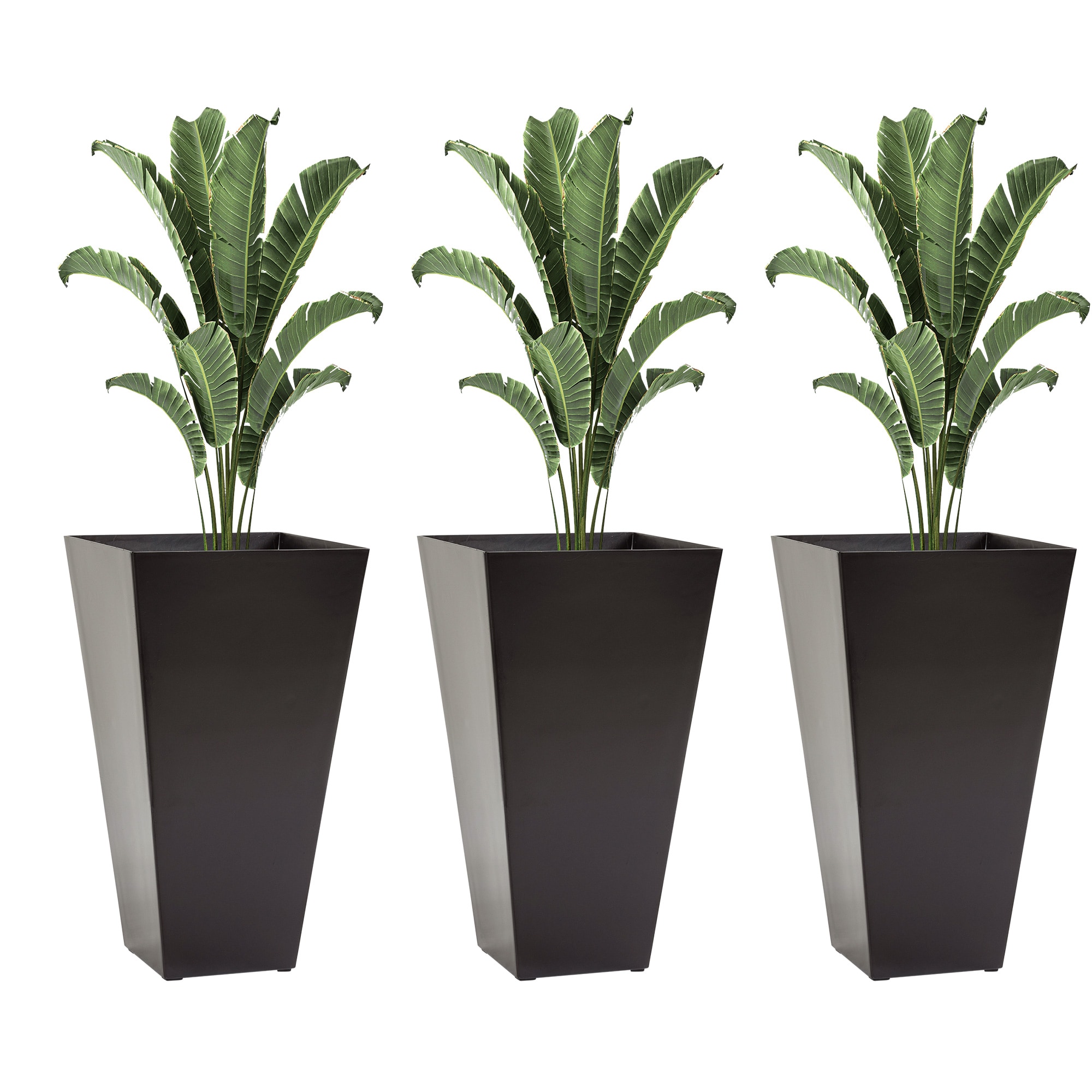 AHIOU HOME 3 -Pack Square 15.75-in W x 15.75-in L Brown Plastic Indoor/Outdoor Planter