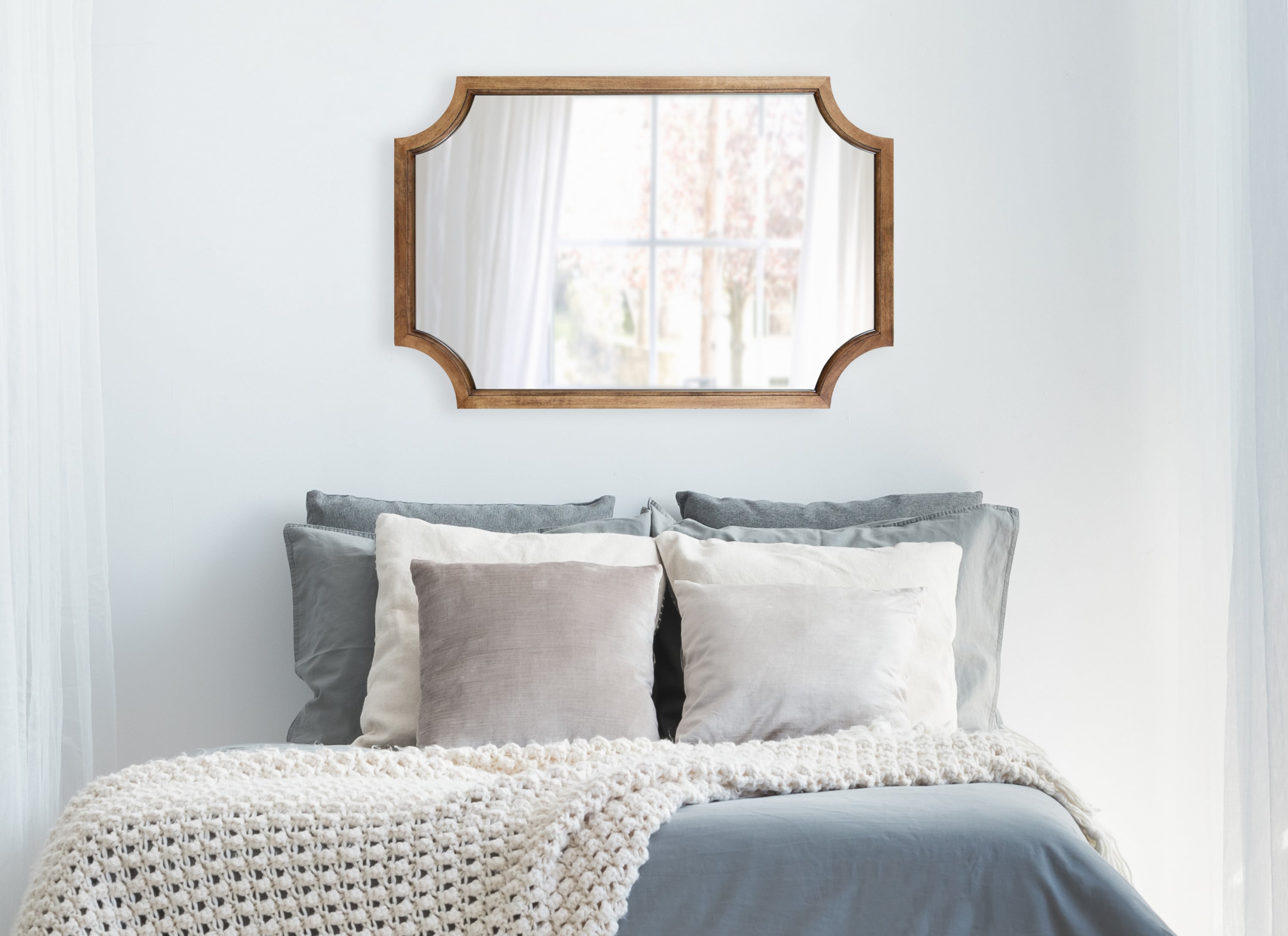 Kate and Laurel Hogan 24-in W x 36-in H Rustic Brown Framed Wall Mirror in  the Mirrors department at