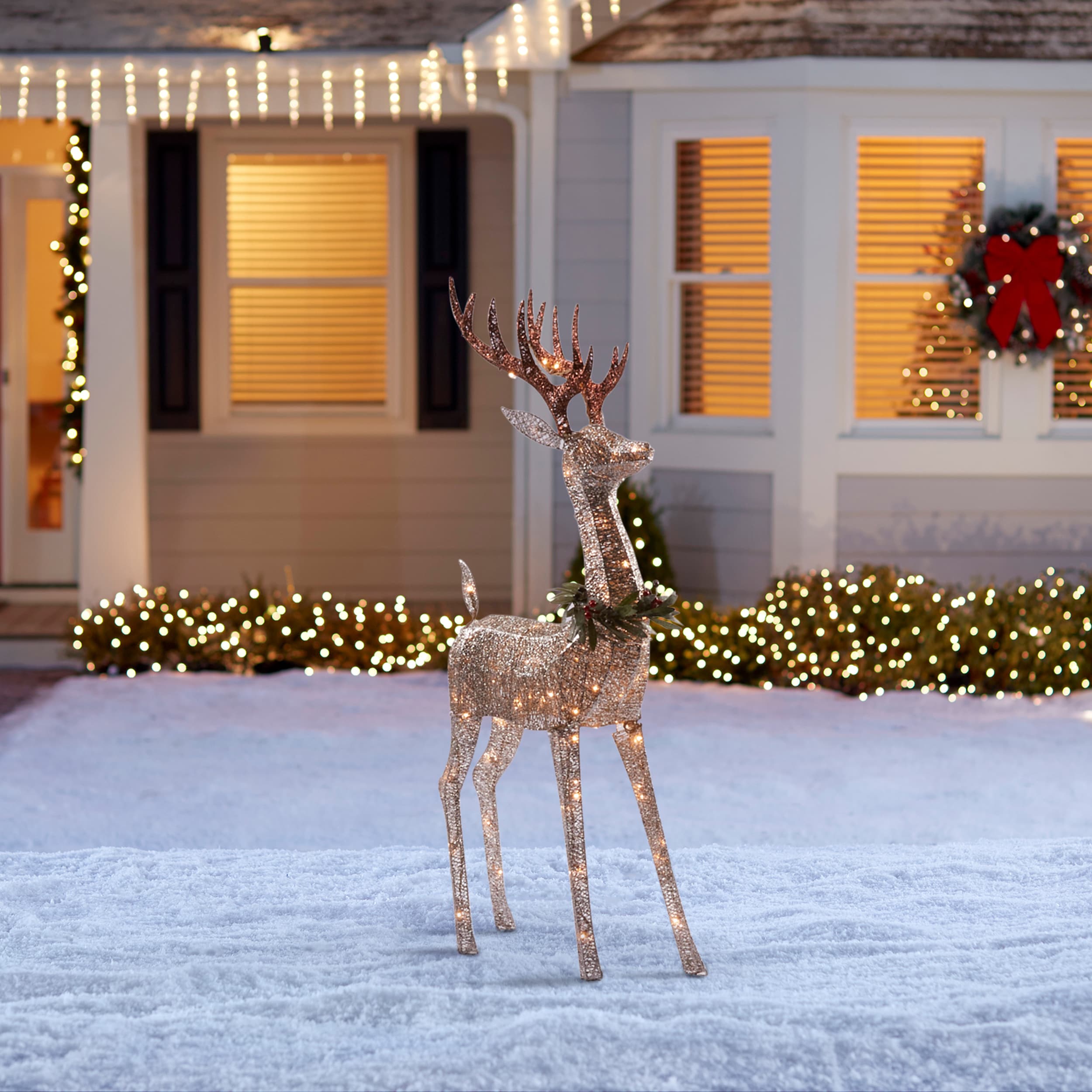 Holiday Living 62-in Deer Free Standing Decoration with Clear ...