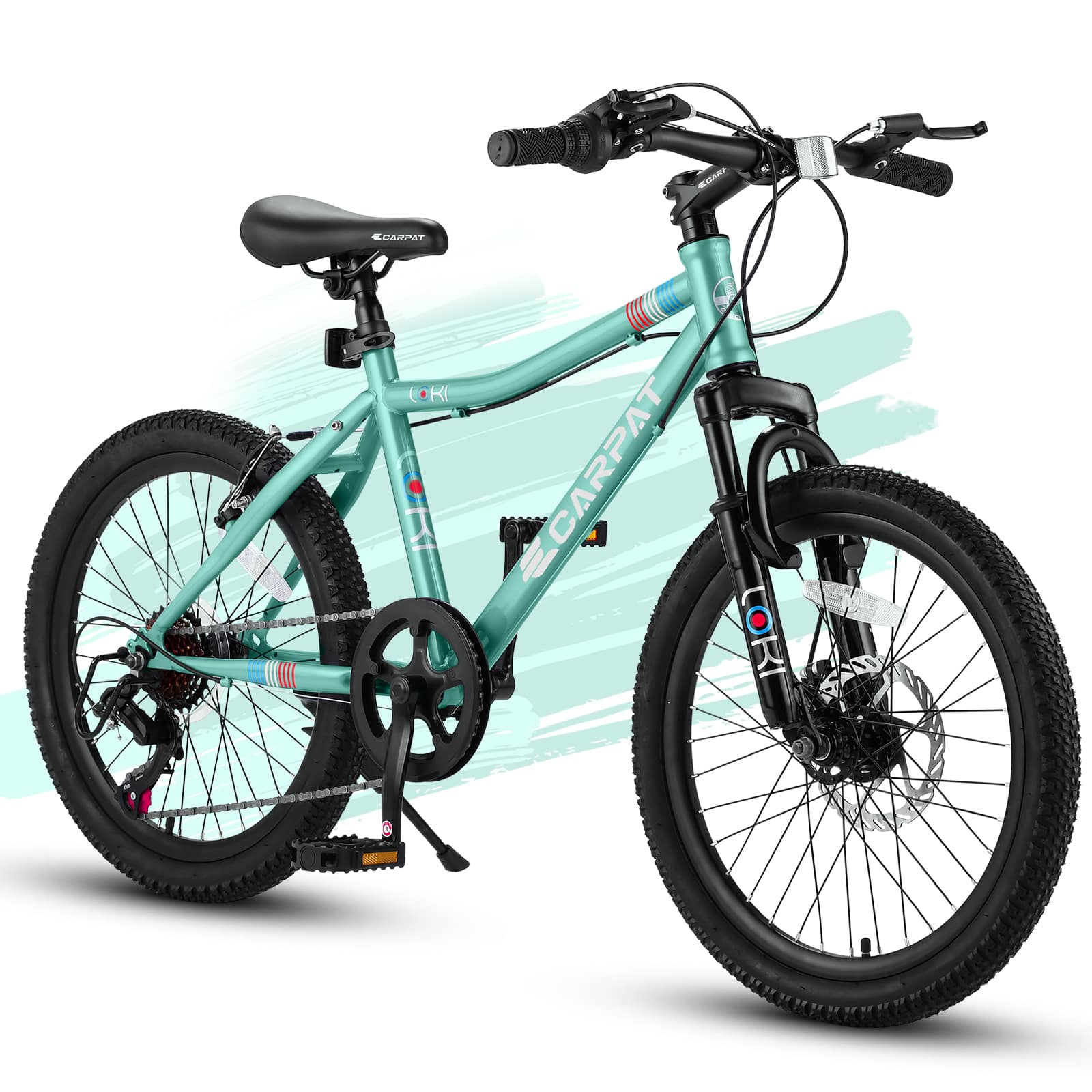 Ama Pear 7-Speed 20inch Kids Mountain Bike Front Suspension Rear V-Brake Green