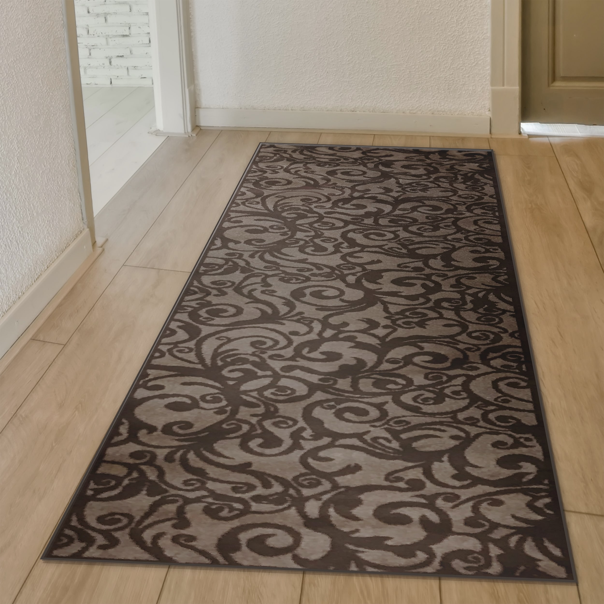 Radici USA 1845/0043/BROWN Pisa 2 x 8 (ft) Polypropylene Brown Rectangular Indoor Abstract Mid-Century Modern Runner rug