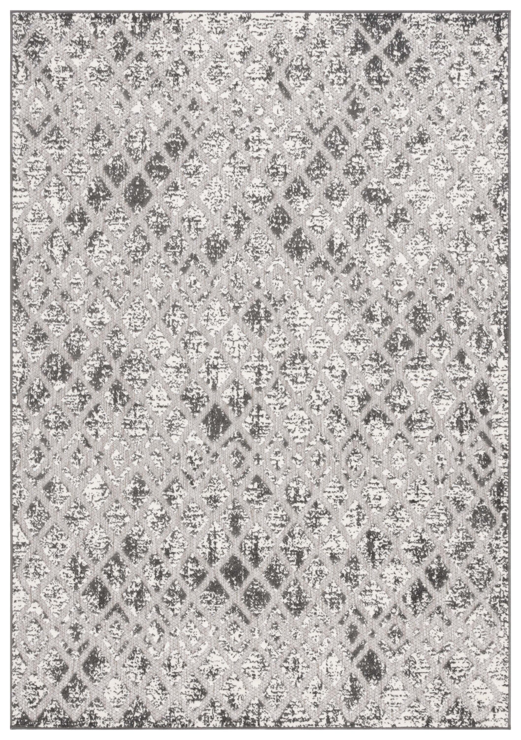 Gray Geometric Synthetic Indoor/Outdoor Area Rug