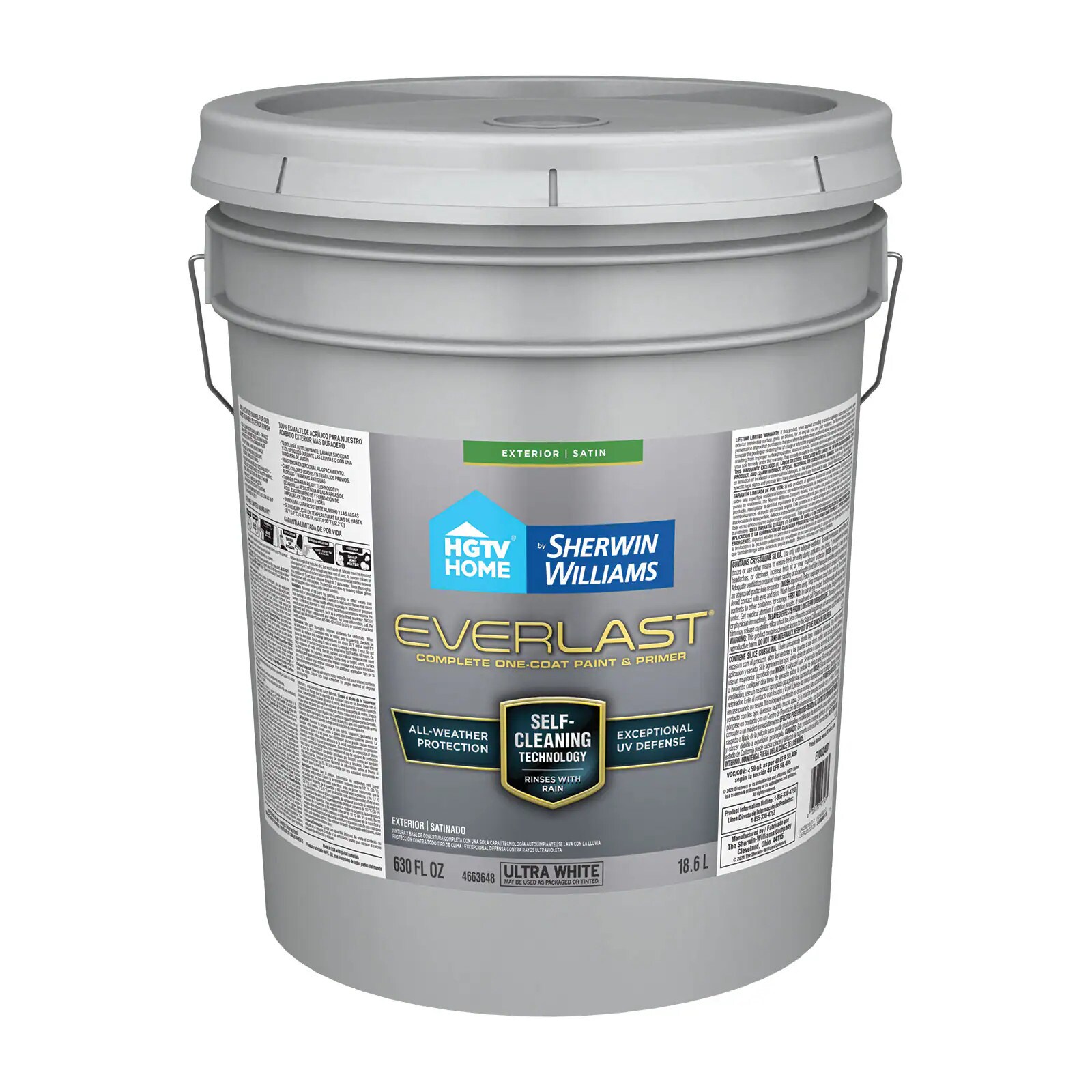 HGTV HOME by Sherwin-Williams Everlast Ultra White/Base1 Satin Exterior Tintable Paint (Actual Net Contents: 630-fl oz)