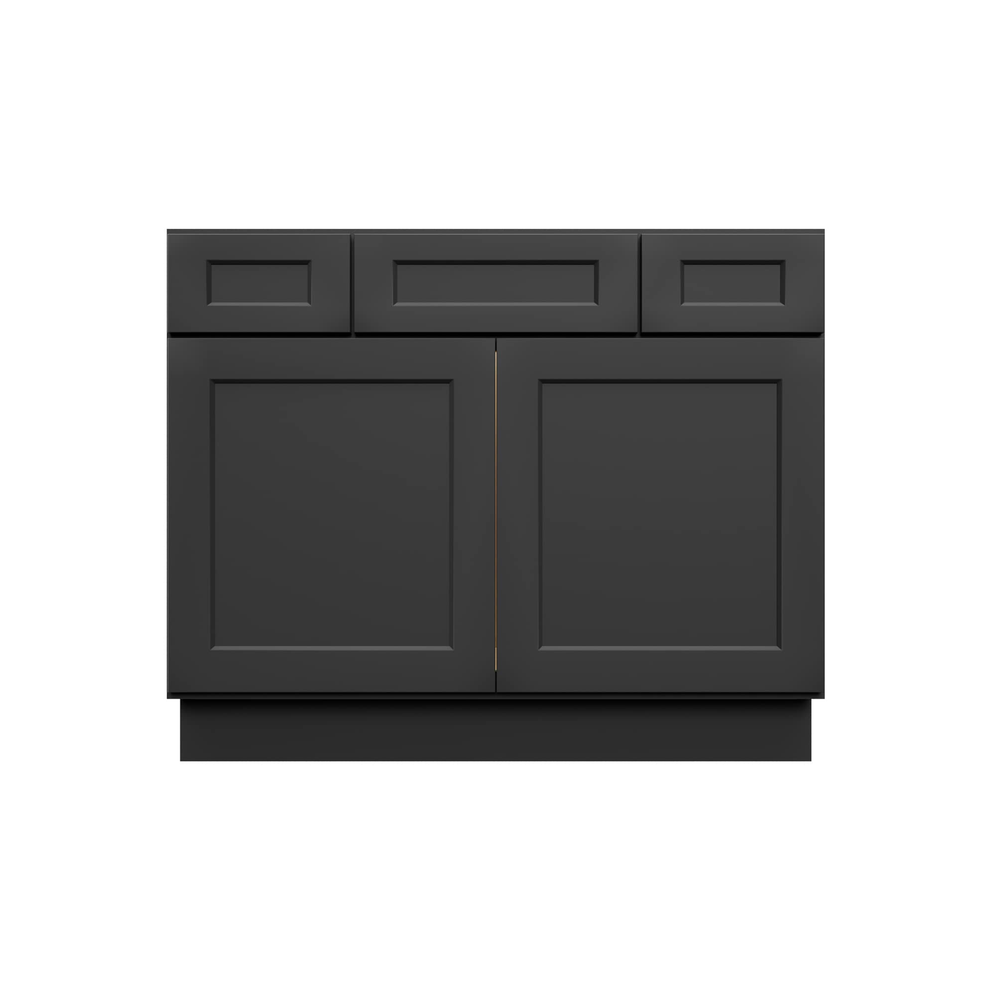HomLux 42-in W x 34.5-in H x 21-in D Shaker Black Vanity Base Ready to Assemble (RTA) Plywood Cabinet Recessed Panel Shaker