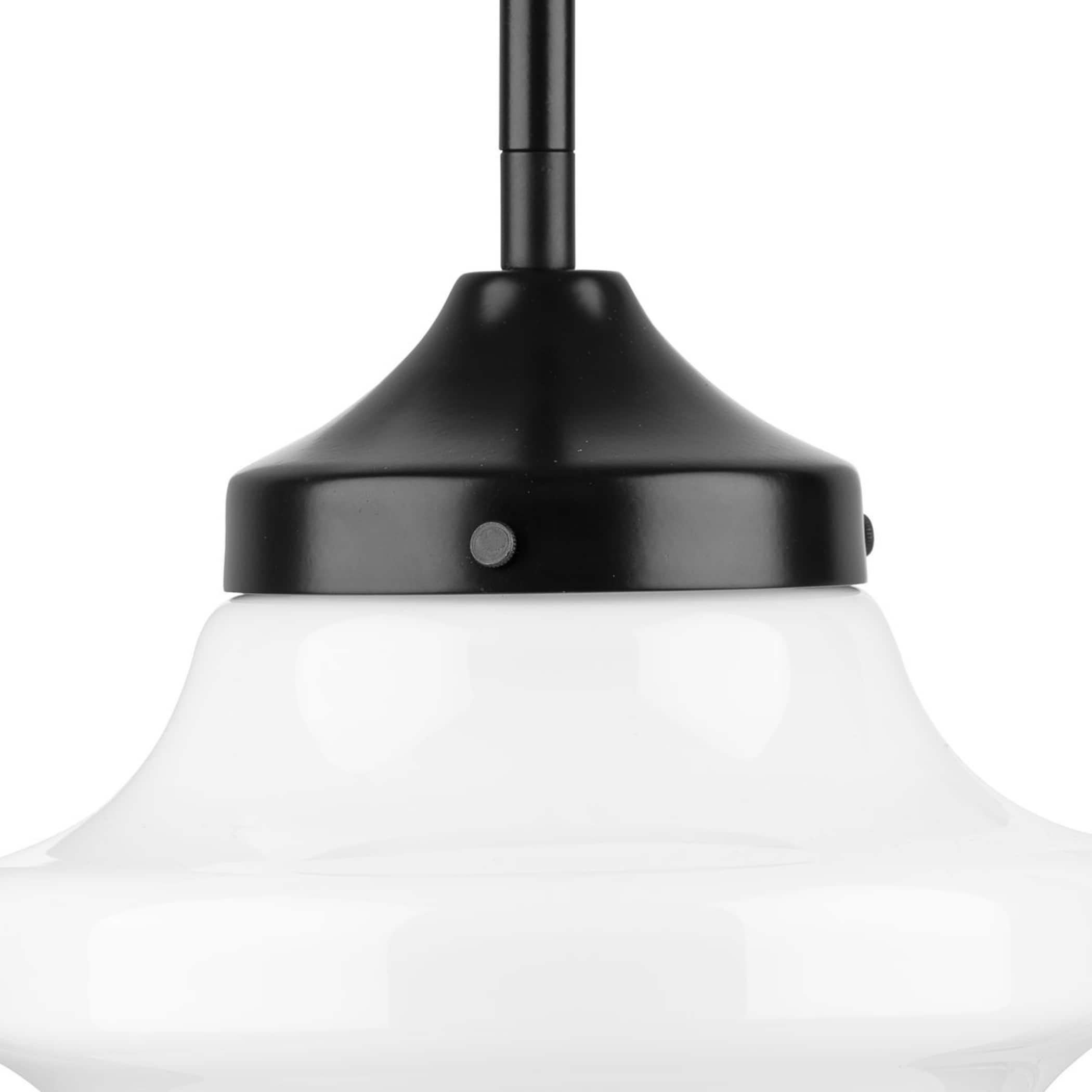 Matte Black and White Glass Farmhouse Mini Pendant Light