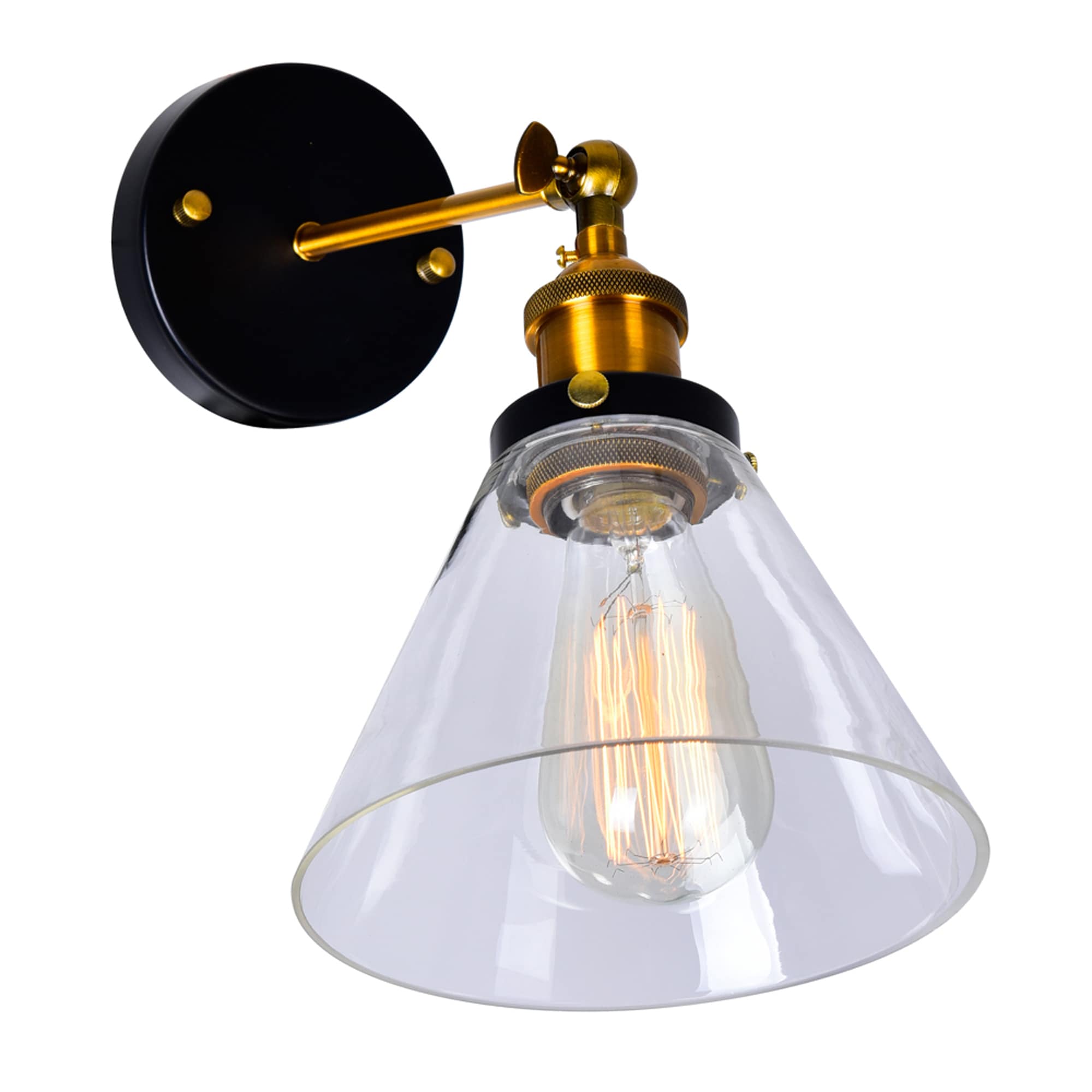 Eustis 12" Black and Gold Brass Direct Wired Sconce