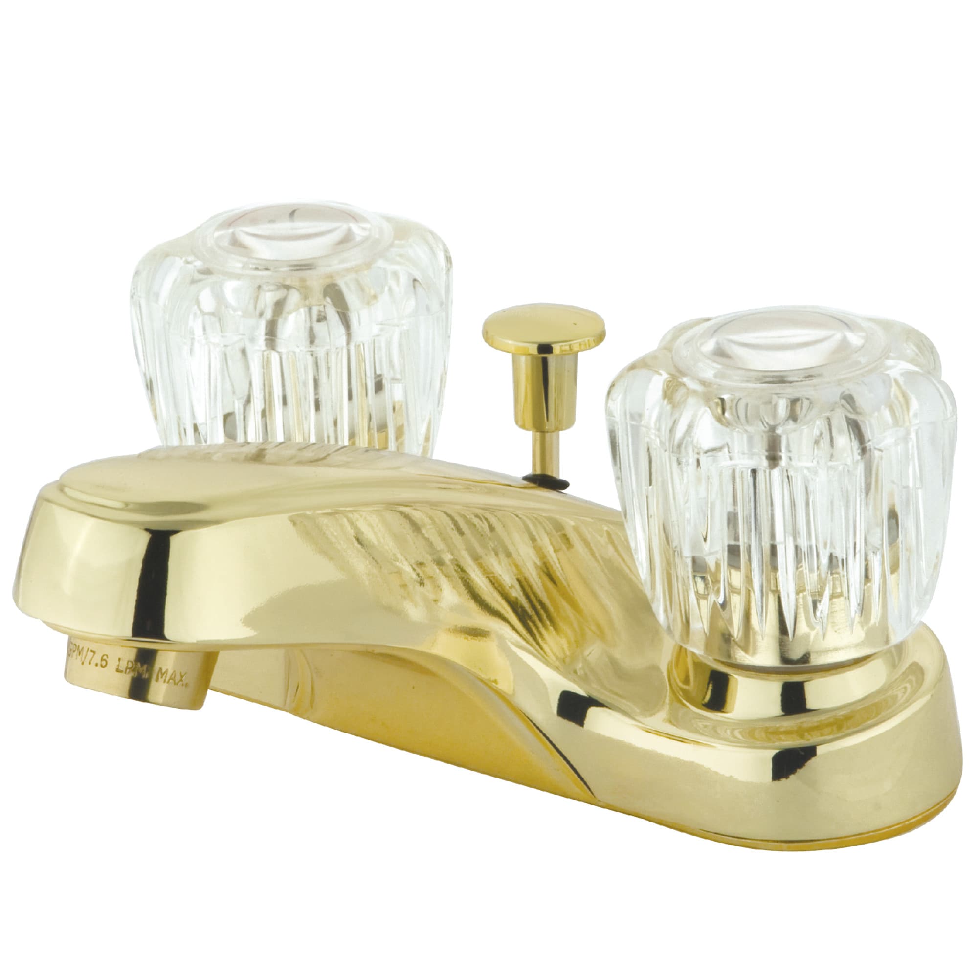 Elements of Design EB162 Americana Polished brass 4-in centerset 2-handle Low-arc Residential Handle Bathroom Sink Faucet with Drain