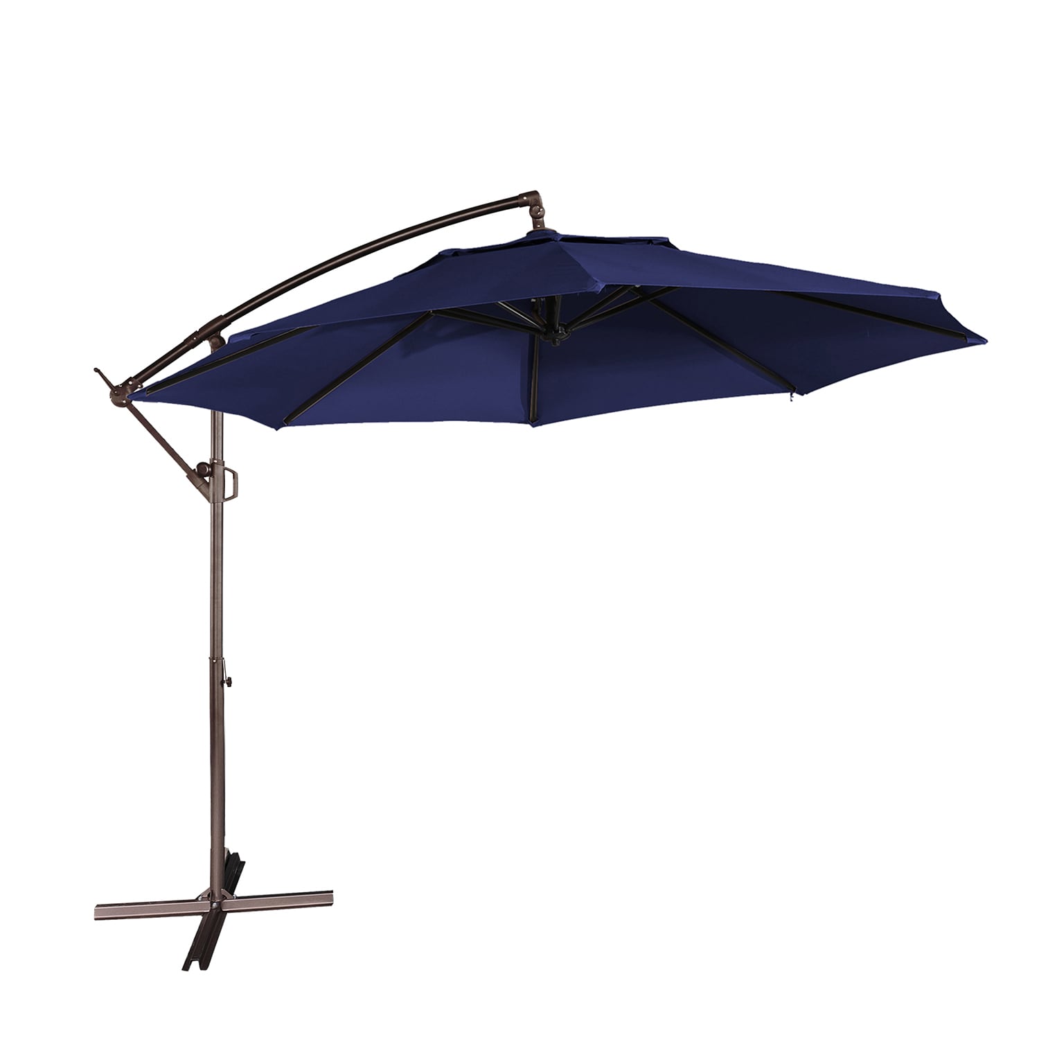 Mondawe 21WF371BL-ED 11-ft Iron Navy Crank Offset Patio Umbrella