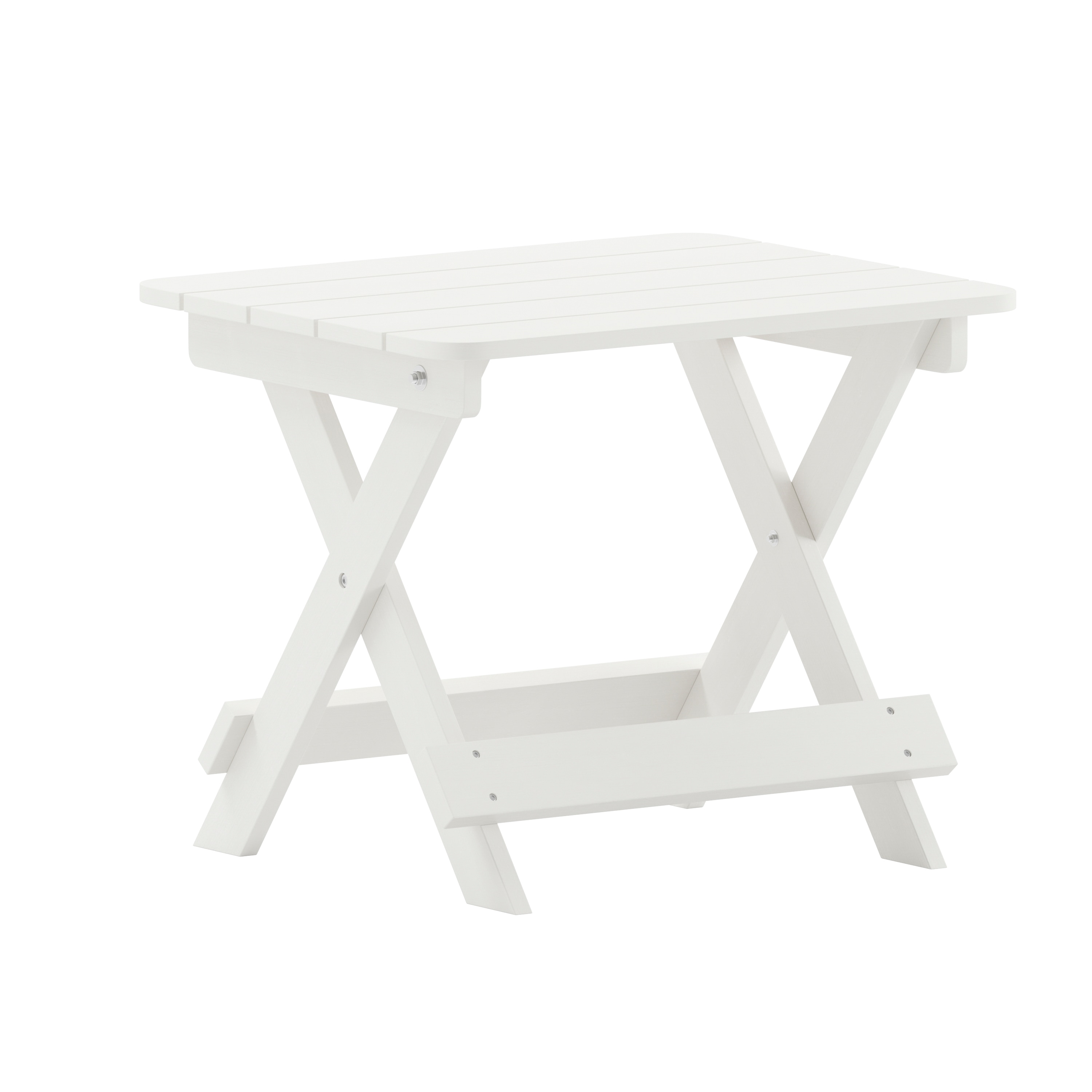 Flash Furniture 196861096761 Halifax Outdoor Folding Side Table; Portable All-Weather HDPE Adirondack Side Table in White