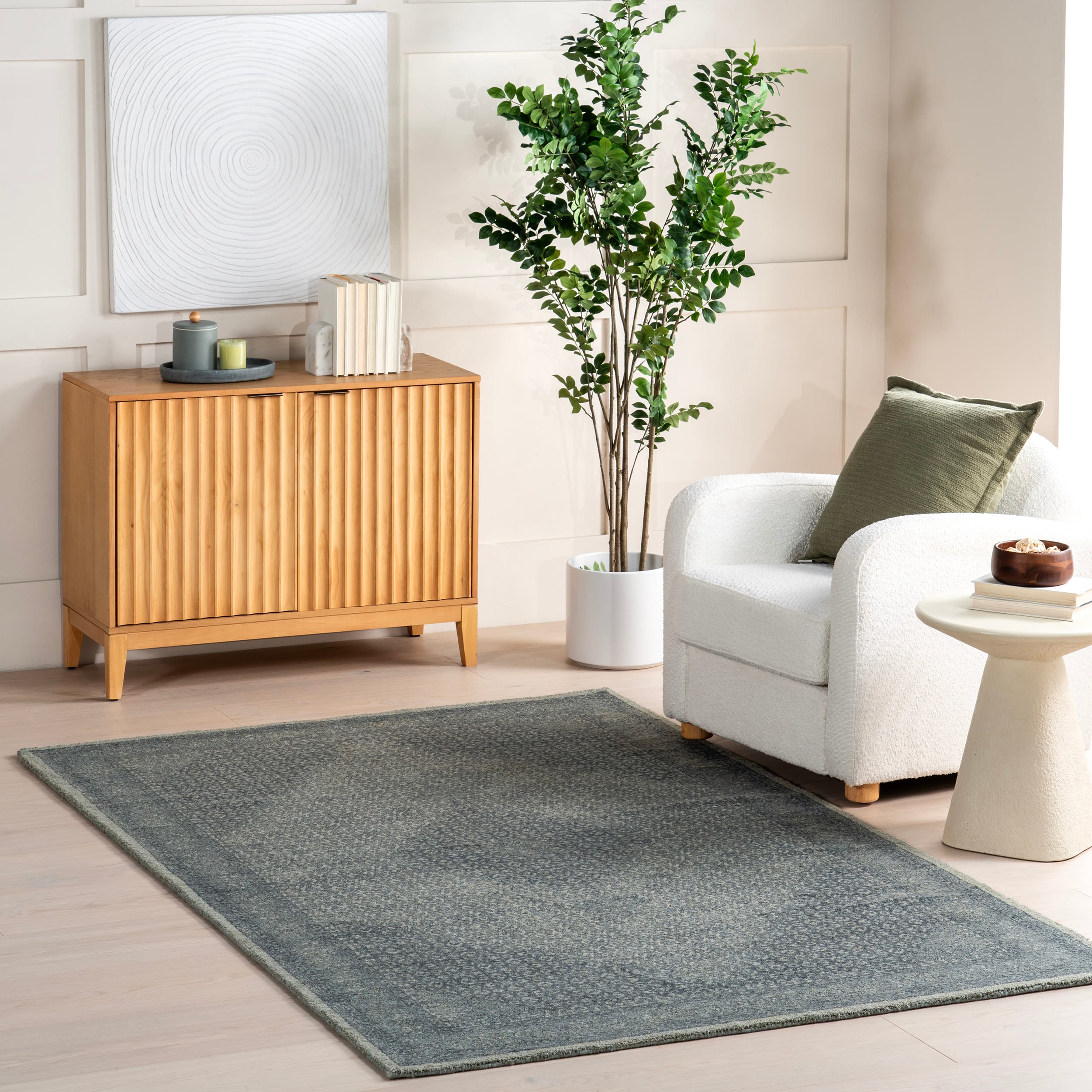 nuLOOM 5 x 7 Blue Indoor Distressed/Overdyed Vintage Area Rug