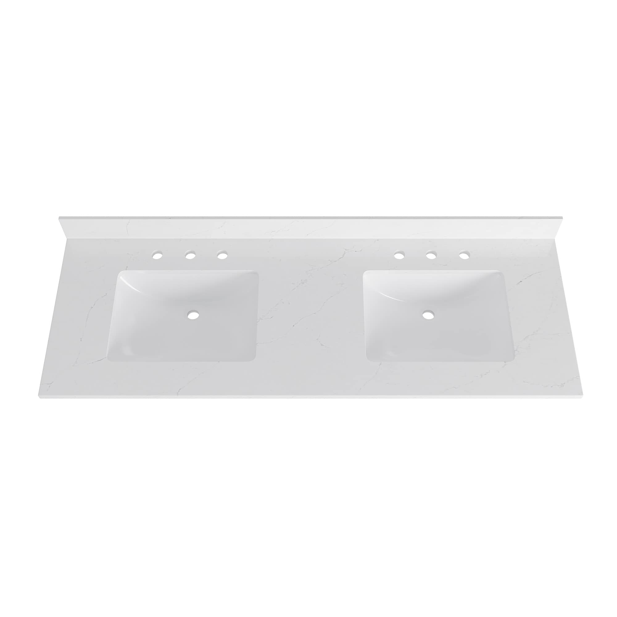 DELUXE LIVING Bianco Bella 61-in x 22-in White Quartz DELUXE LIVING Bianco Bella 61-in x 22-in White Quartz
