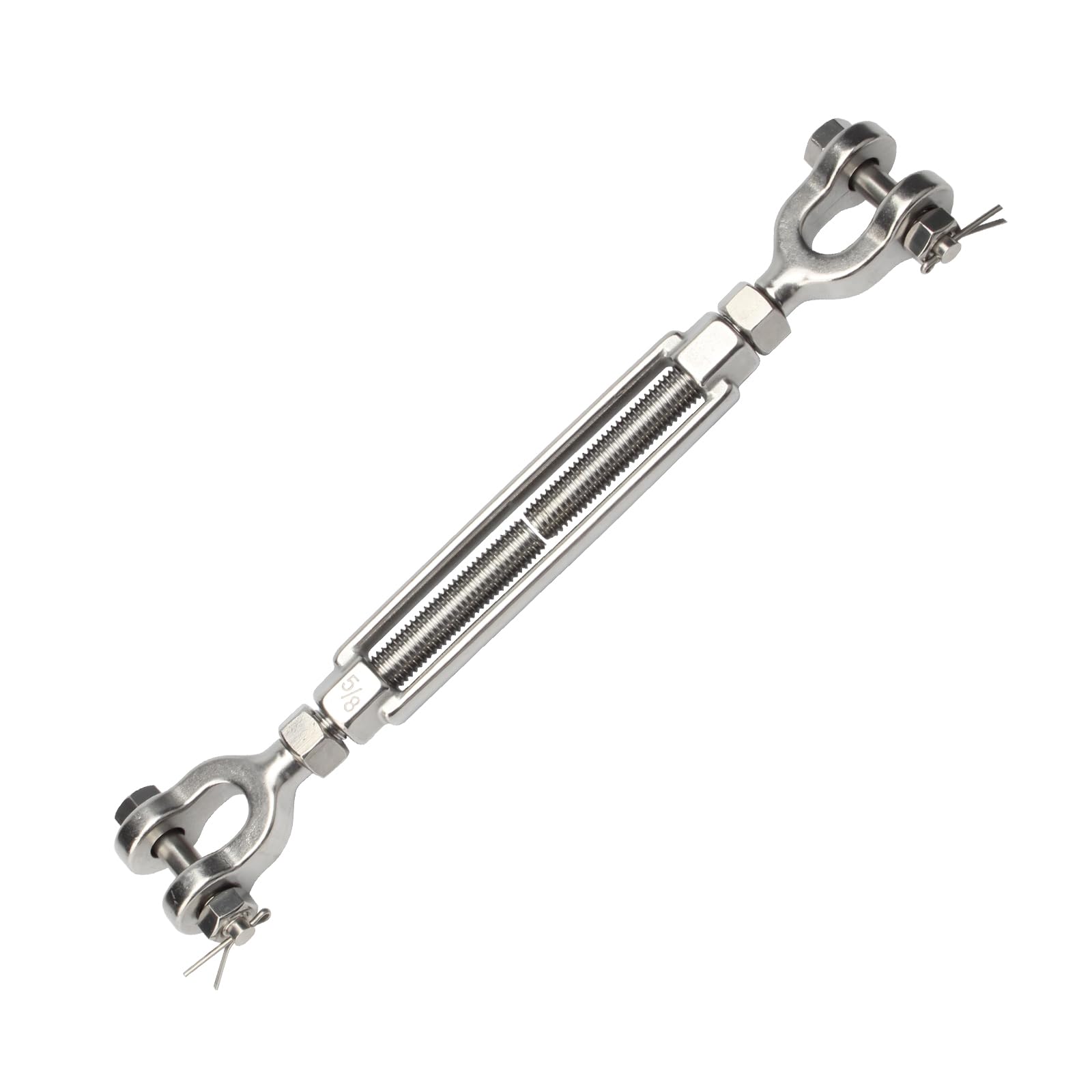 Vrbgify  5/8 in Heavy Duty Jaw and Jaw Turnbuckle Stainless Steel Wire Rope Tensioner for Shade Sail Rigging and Cable Adjusting 6 in Length