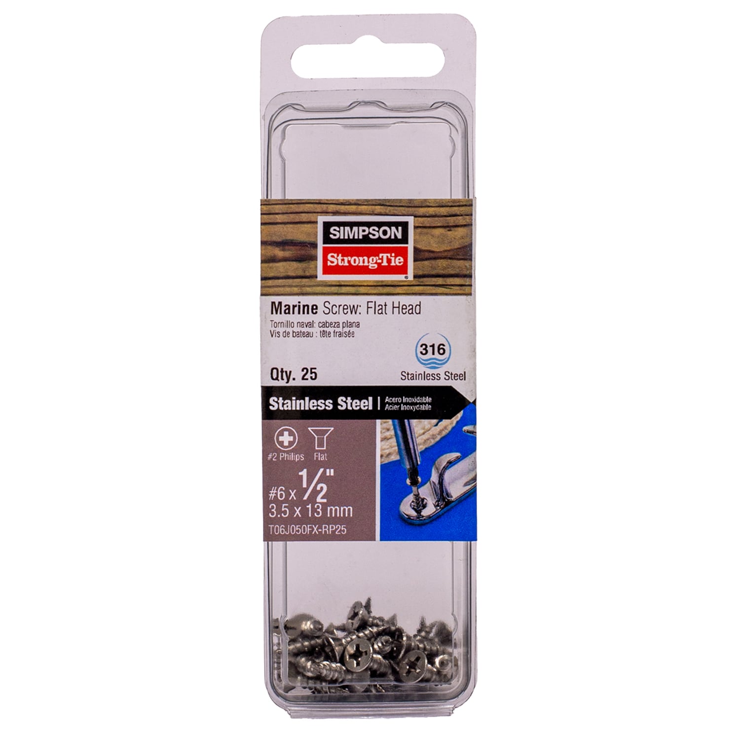 Simpson Strong-Tie #6 x 1/2-in Stainless Steel Exterior Wood Screws (25-Per  Box) in the Wood Screws department at