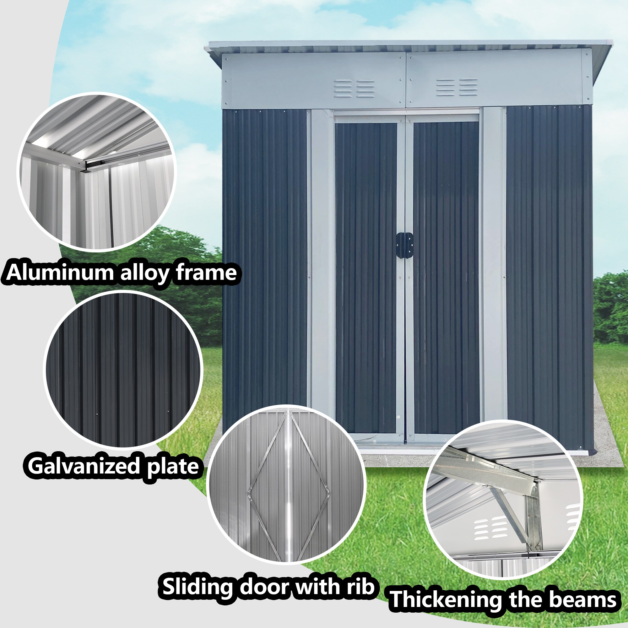 WELLFOR GIZ-VTV1957 Metal-Storage-Buildings-Sheds - View #2