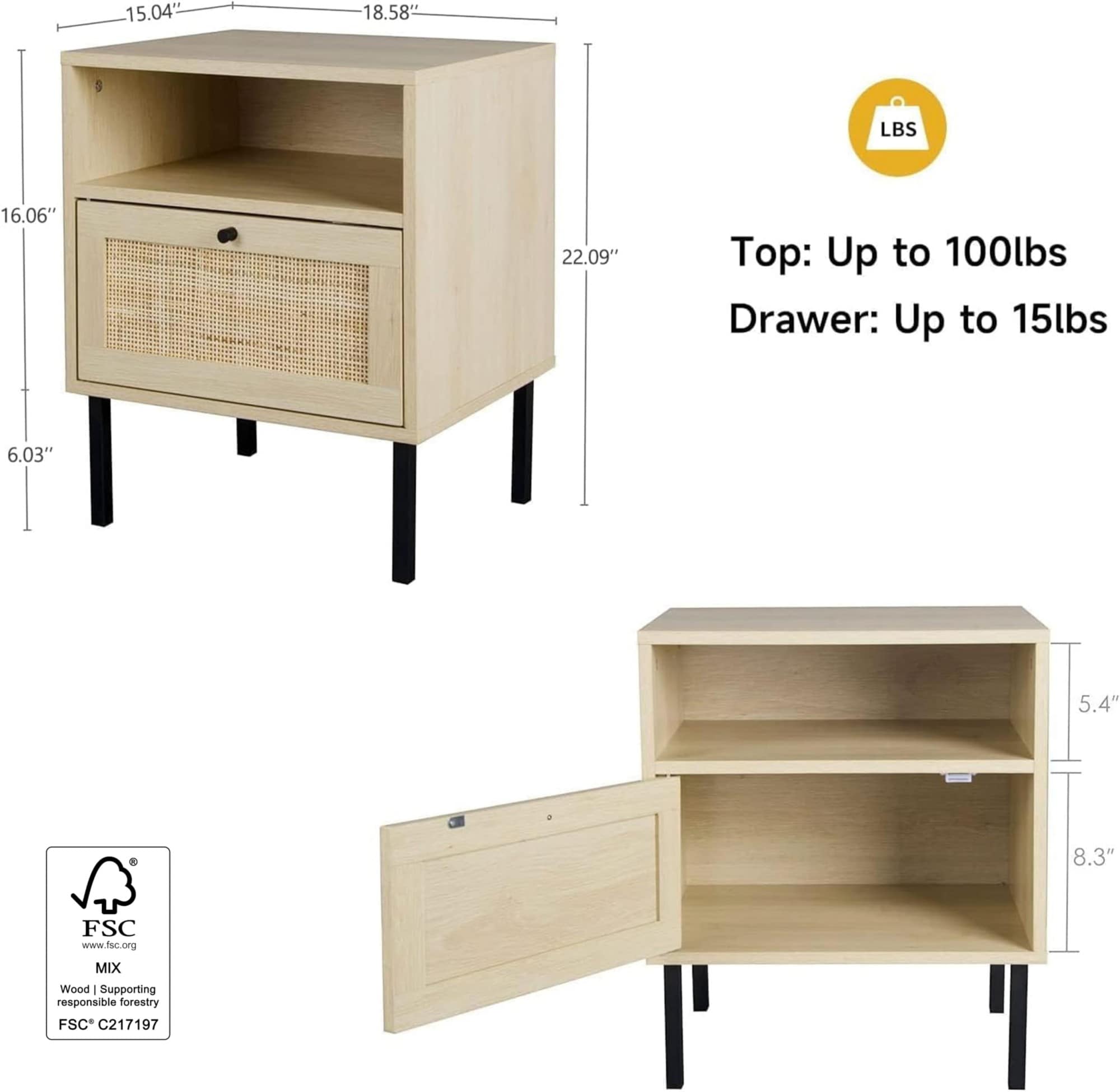 Wudkey L4-DZ4W8Q nightstands - View #3