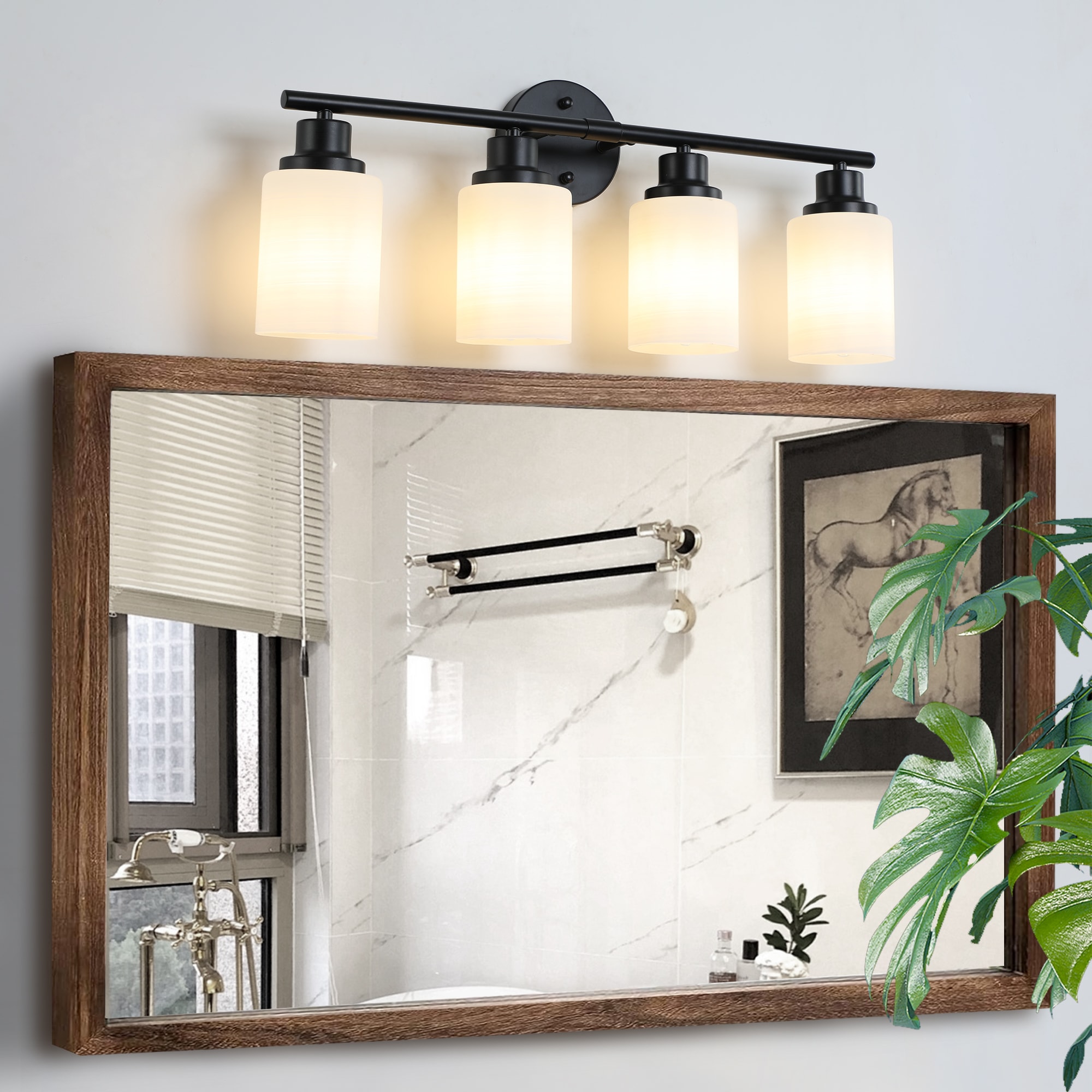 WELLFOR HLBD022G 24.4-in 4 -Light Black Modern/contemporary Vanity light