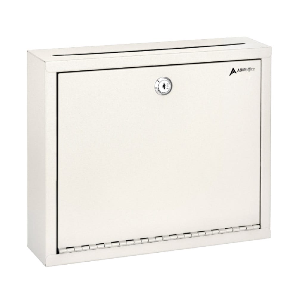 AdirOffice Locking Steel Wall-Mount Drop Box Large Mailbox White