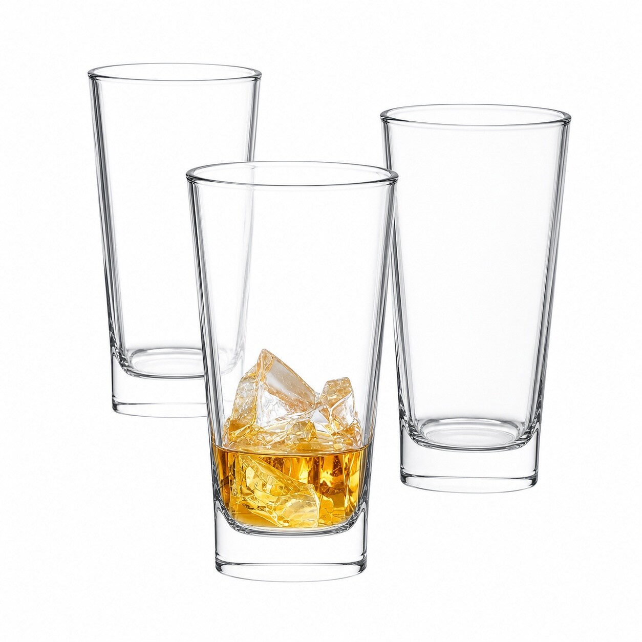 Baginizer 4 Piece Square Tall Drinking Glasses Set Everyday Kitchen Drinkware For Cocktail Coffee Beer
