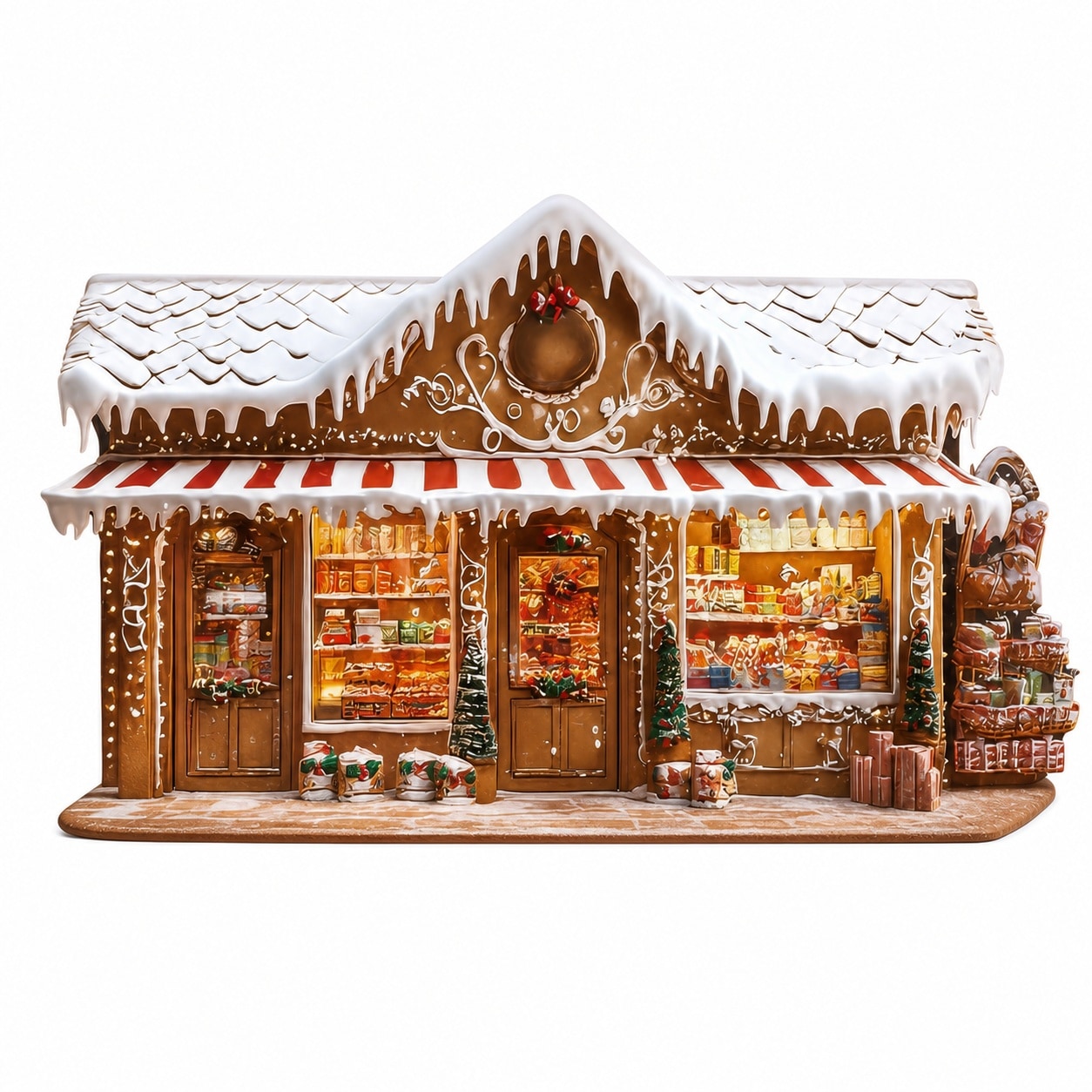 Etokfoks  Gingerbread House Design Weatherproof Polyester Christmas Garage Door Cover Holiday Photo Backdrop Decorations 1 Piece