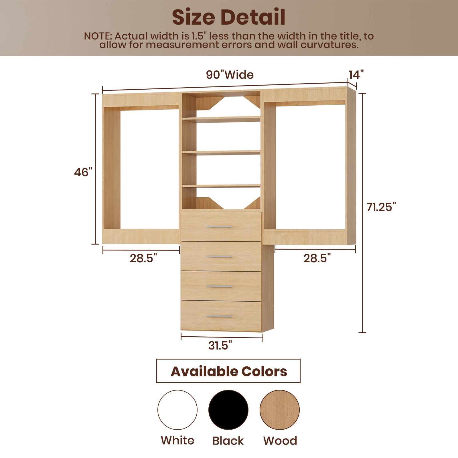 LOVMOR LO-MODEL3-22-ZJL Wood-Closet-Shelves - View #7