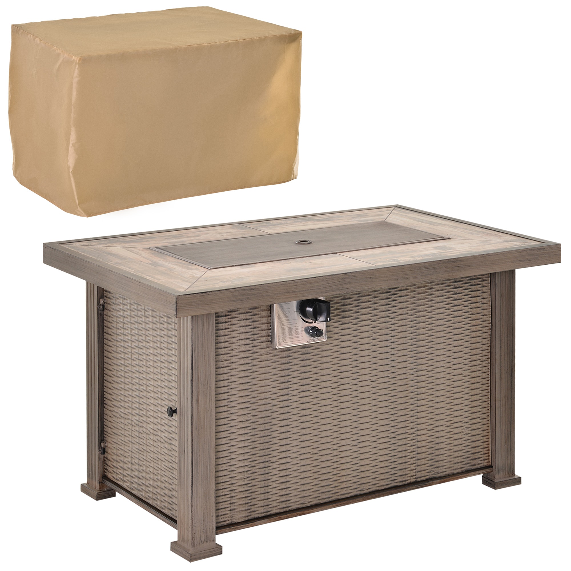 ToolCat PG2-64-PT 42-in W Gray Steel Rectangle Tabletop Liquid propane Fire pit table