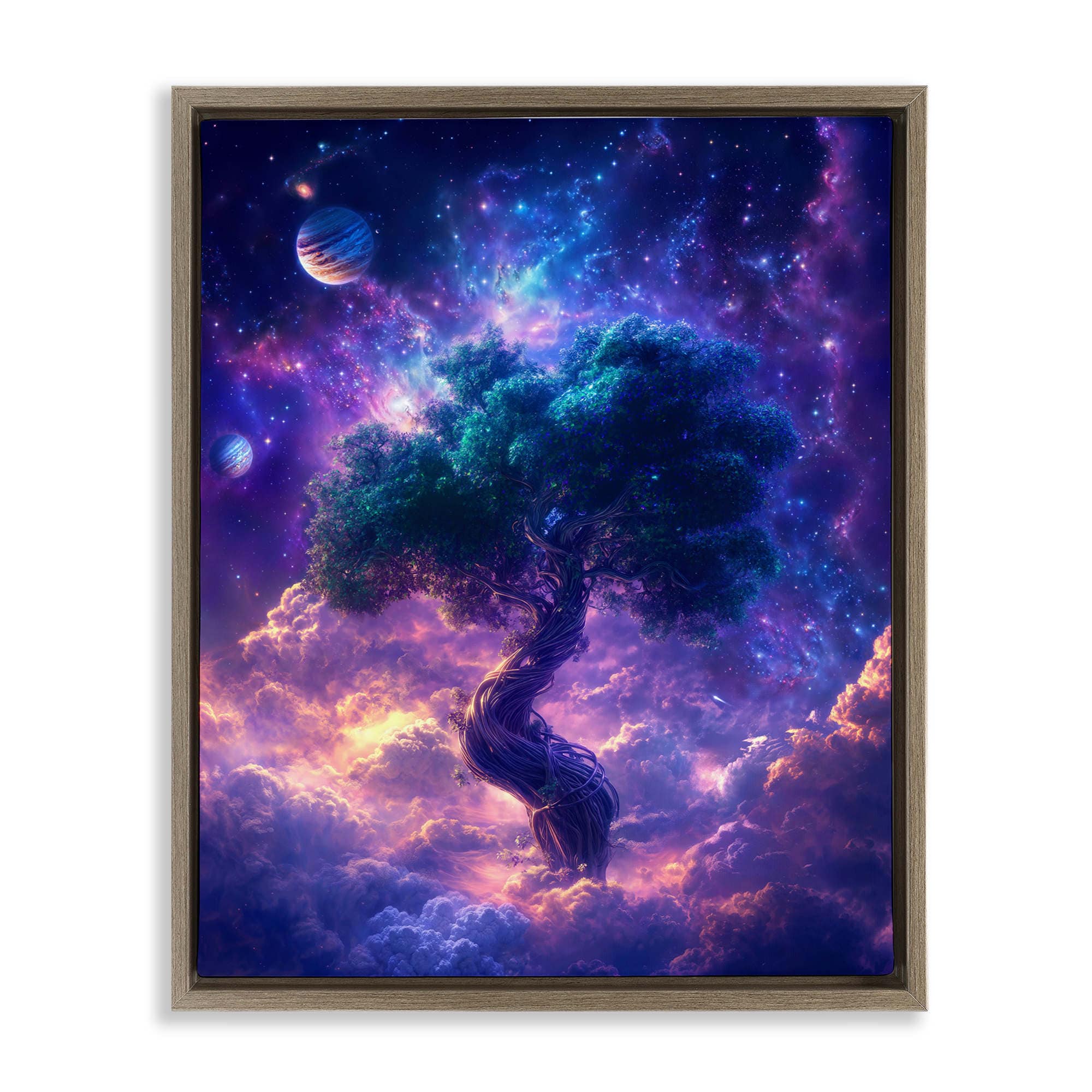 Stupell Industries BT-309-FFE-24X30 Tree Of Life Through Clouds Brown Framed Floater Canvas Wall Art By Wumples 25 x 31