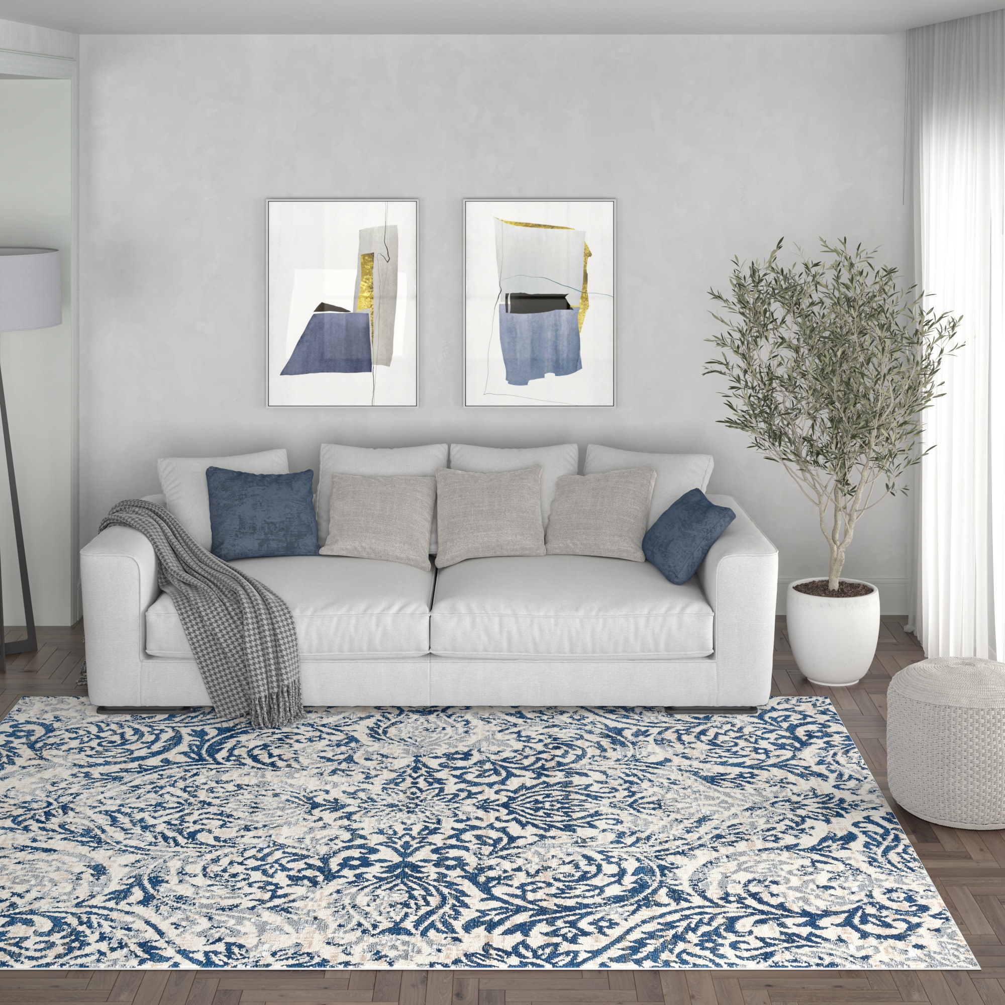 Tayse MDN4517 5X7 Madison 5 x 7 (ft) Loomed Polypropylene Cream Rectangular Indoor Area rug