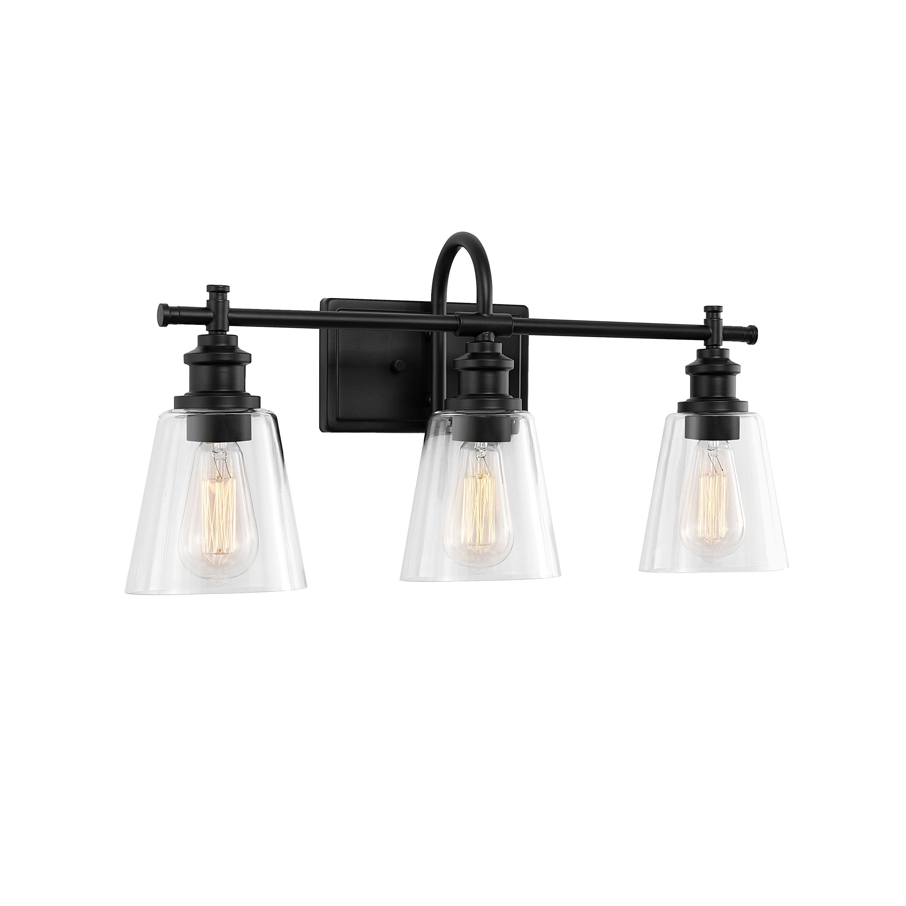 KAWOTI Armma 24-in 3-Light Matte Black Modern/Contemporary Vanity Light ...