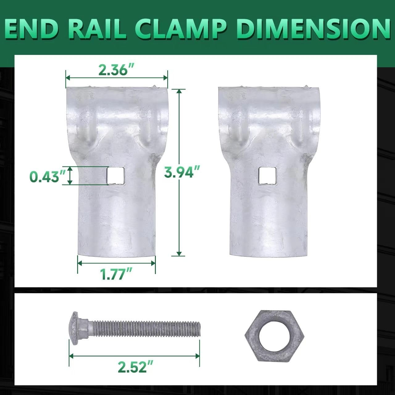 Etokfoks  6 pack T clamp end rail connector for 1 5 8 in pipe hot dip galvanized steel chain link fence rails with bolts and nuts