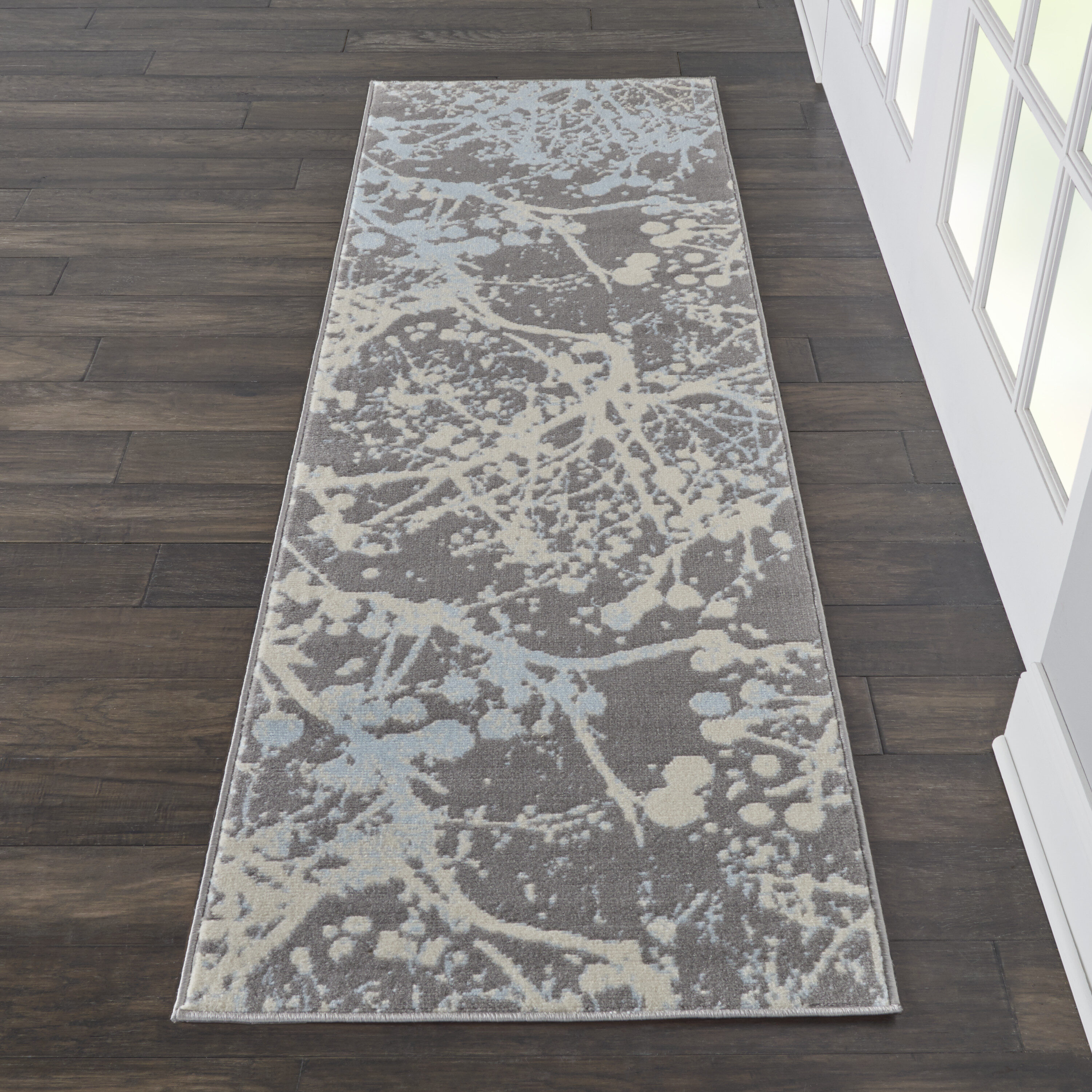 Nourison 99446478993 Jubilant 2 x 8 (ft) Loomed Polypropylene Grey Rectangular Indoor Abstract Runner rug