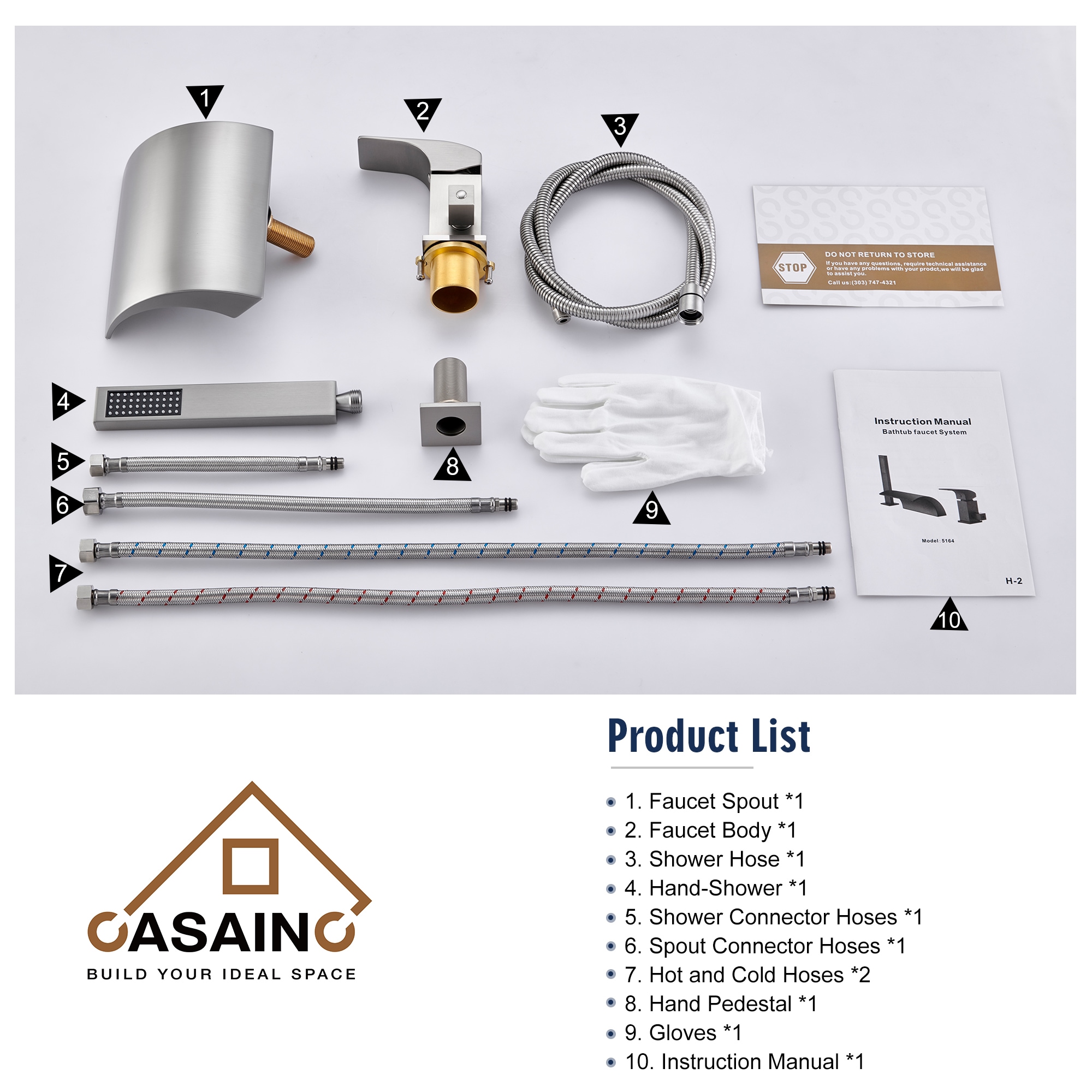CASAINC WF5164HF-2BN Roman-Tub-Faucets - View #8