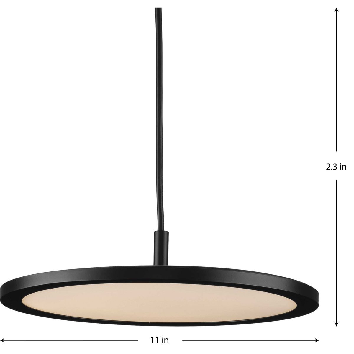 Everlume 11" Matte Black Modern LED Pendant with Edge-Lit Diffuser