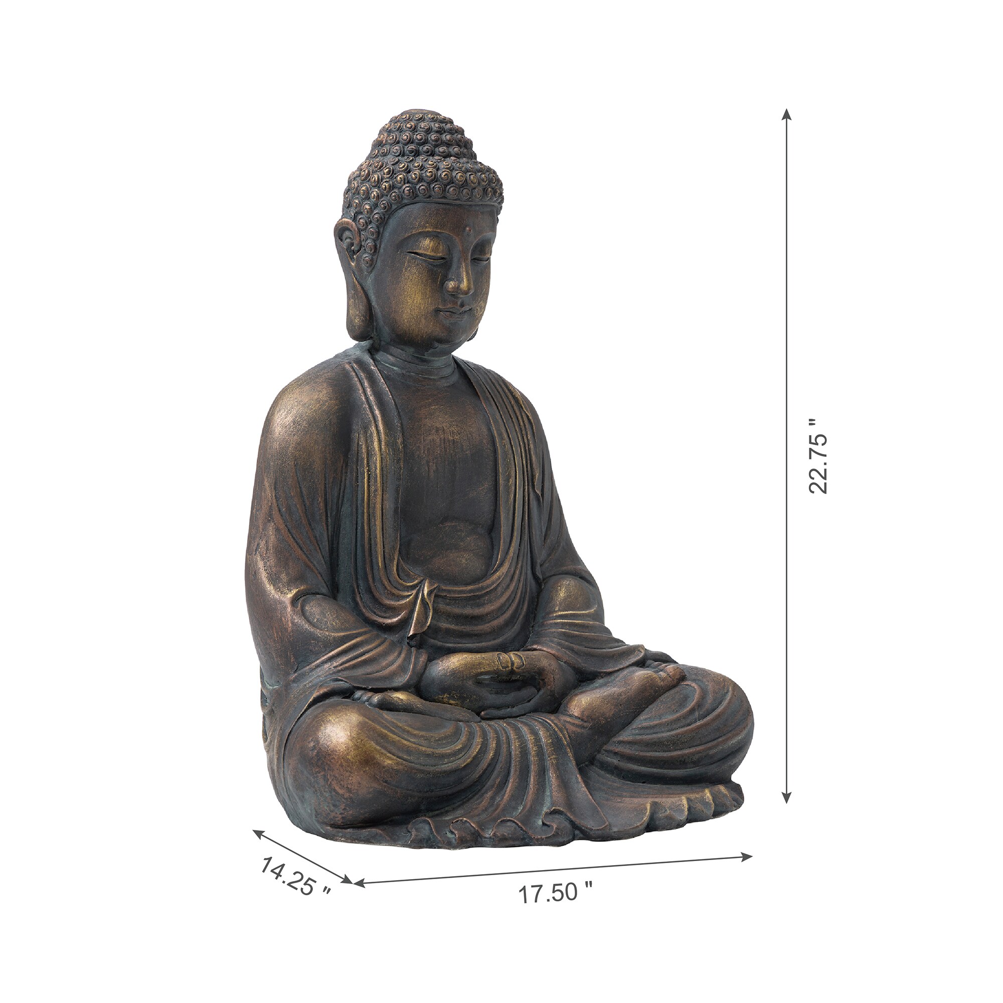 Glitzhome 22.75-in H x 17.5-in W Brown Buddha Garden Statue in the Garden  Statues department at