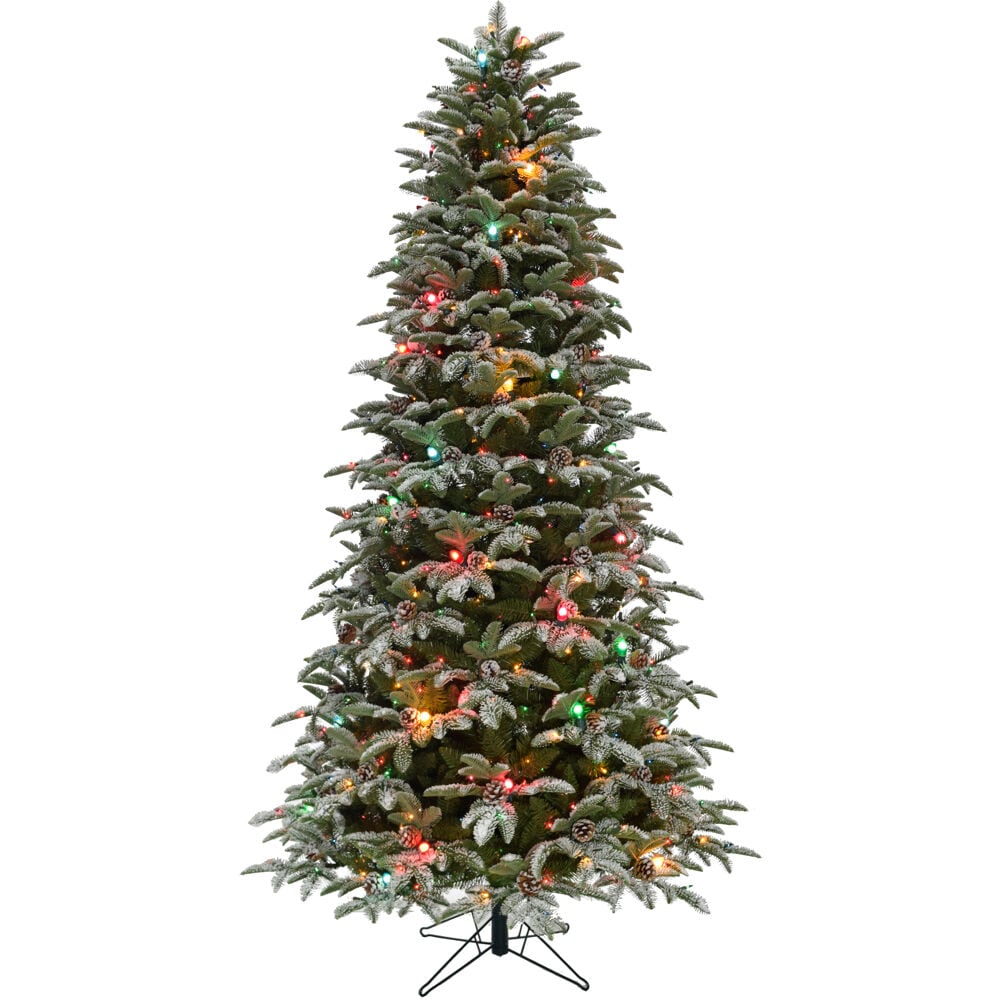 Fraser Hill Farm FFER075-6SN 7.5-ft Eagle Rock Pre-lit Flocked White Artificial Christmas Tree with Incandescent Lights