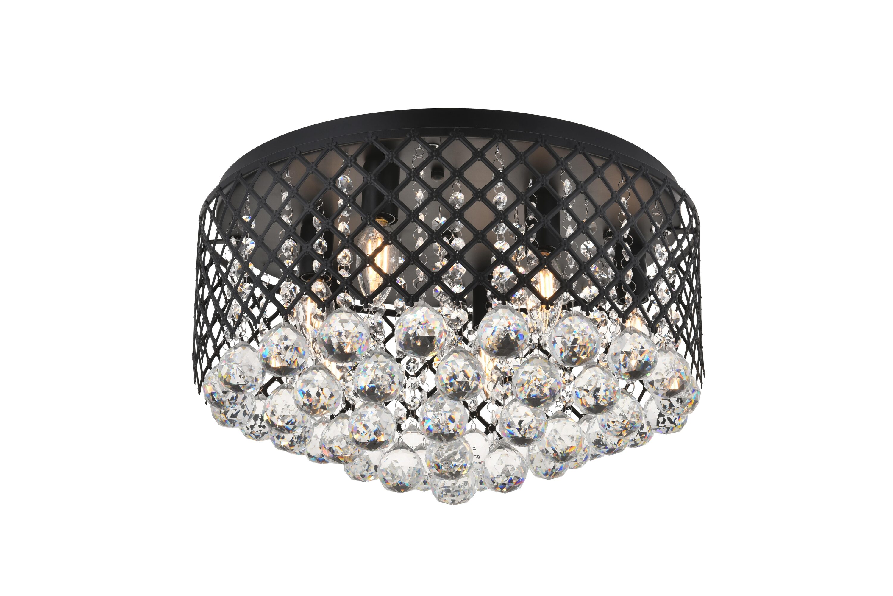 Elegant Decor Home Furnishing 18-in Matte Black Indoor 6 -Light Flush ...