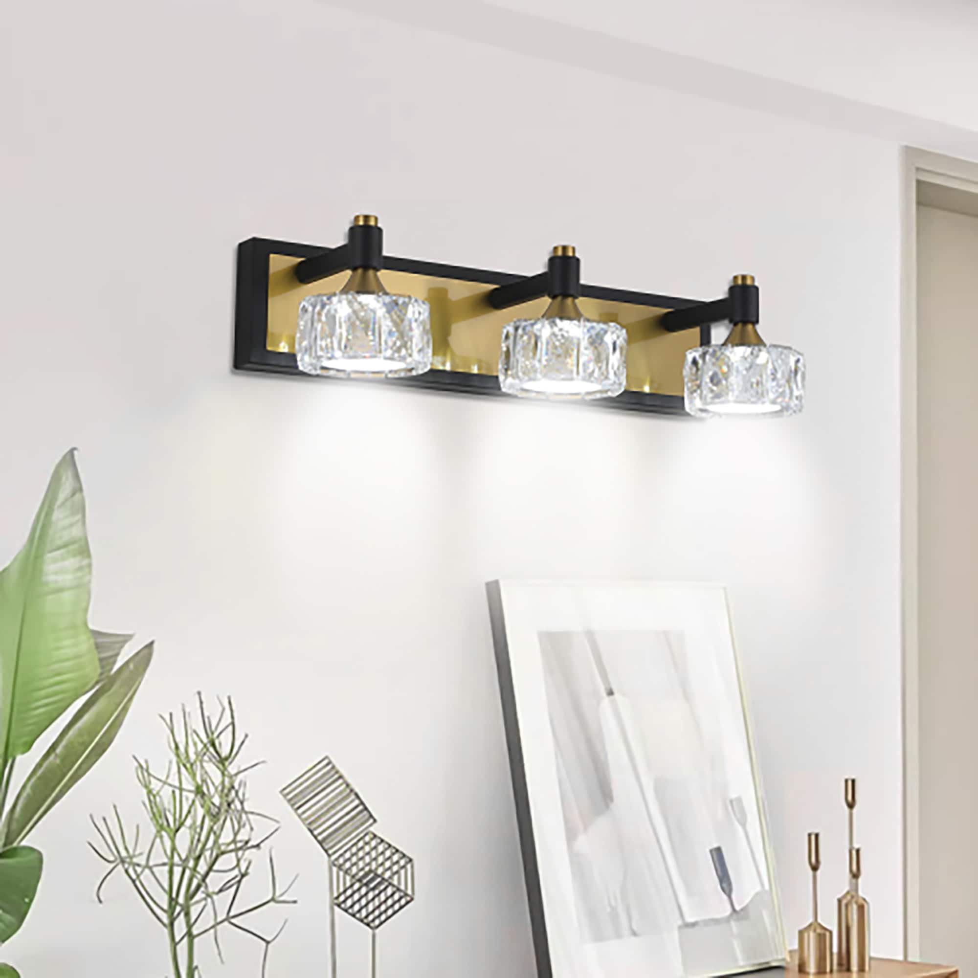 Forclover ALW40-VL603 LED 3-Light Modern Crystal Bathroom Vanity Light