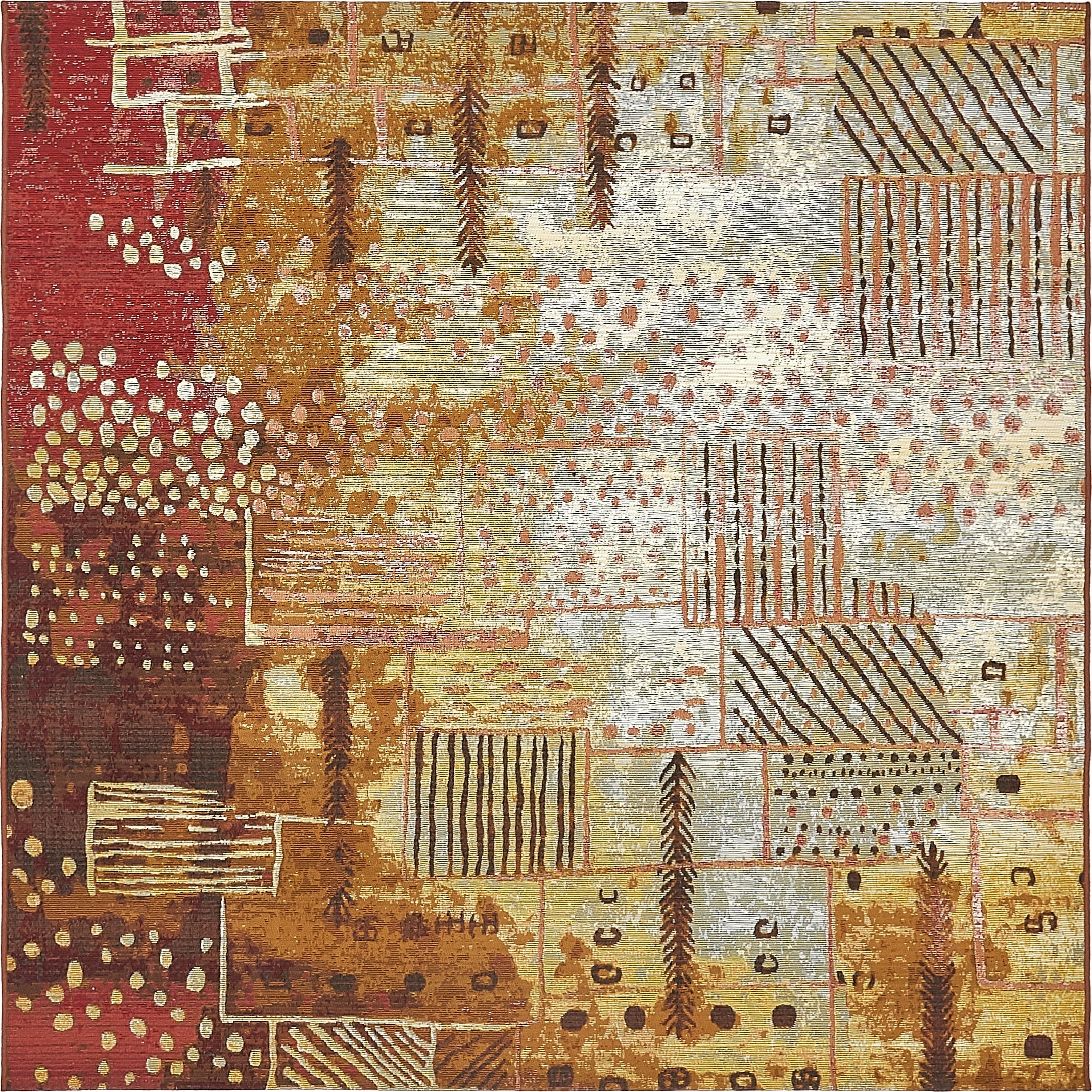 Colorful 6' x 6' Square Outdoor Synthetic Flat Woven Rug