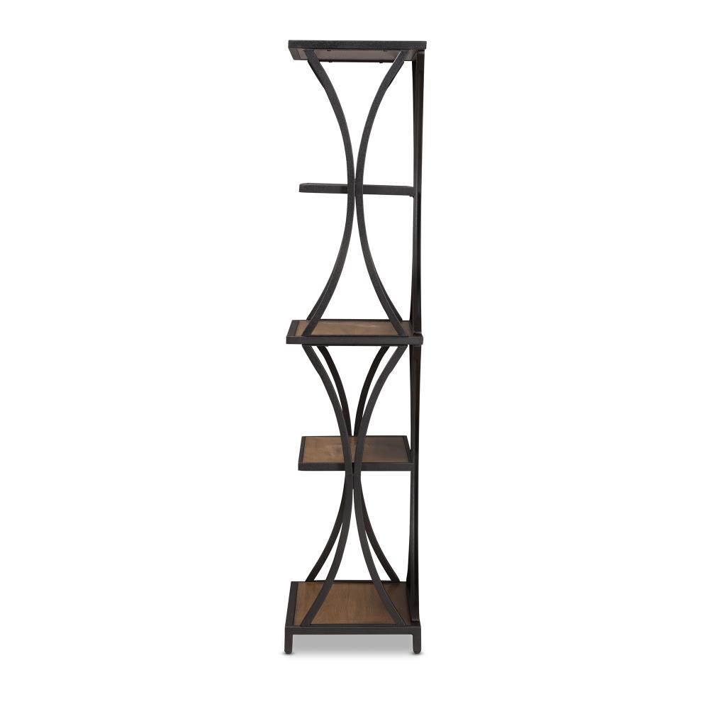 Baxton Studio Lancashire Walnut Metal 4 Shelf Bookcase 29.92 in W