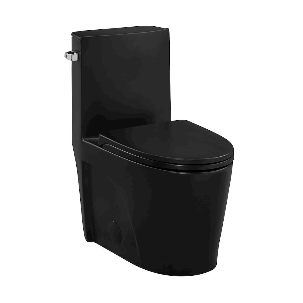 Swiss Madison - One-Piece 14 Rough-in 1.28 GPF Left Flush Elongated Toilet in Matte Black