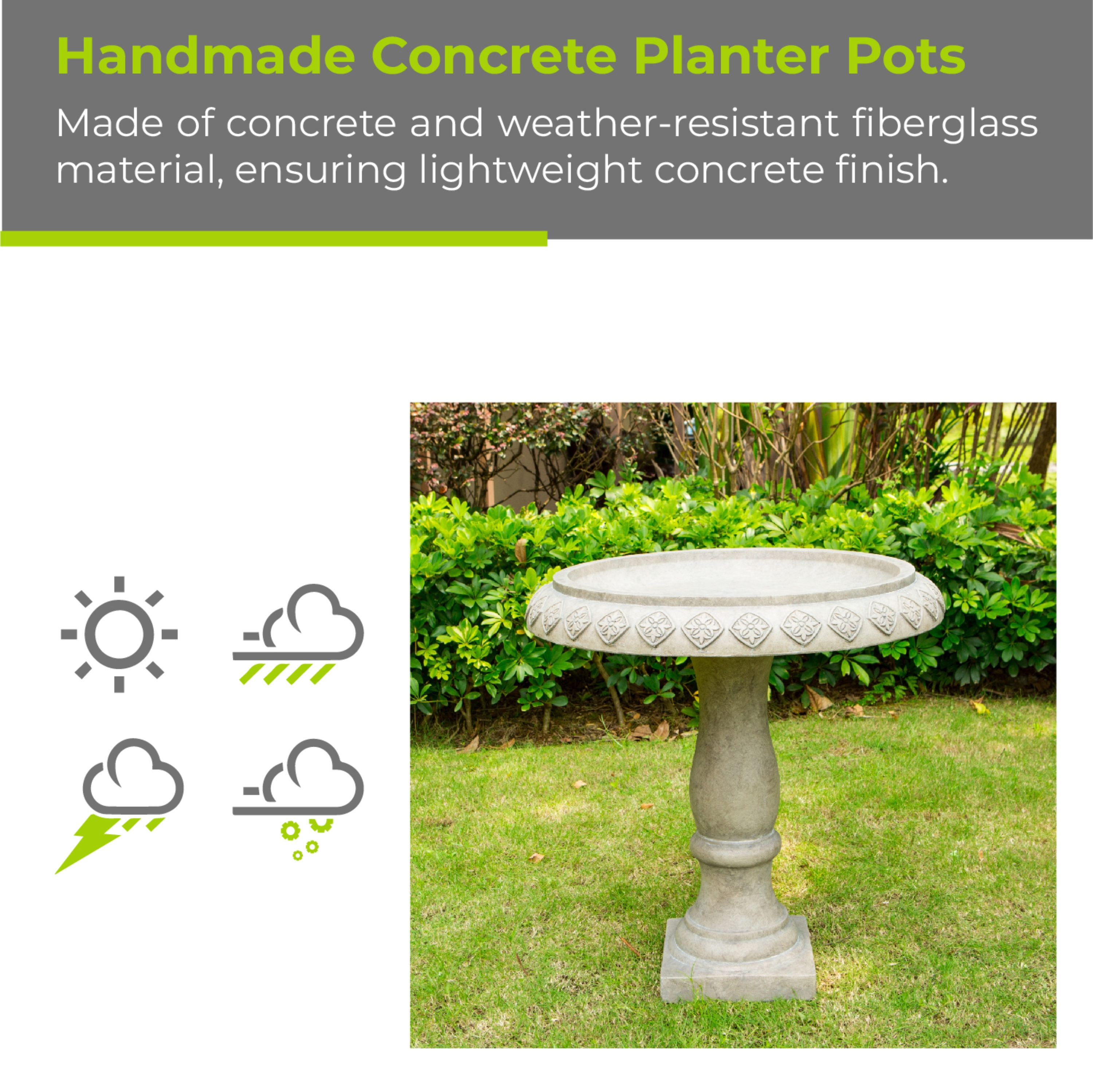 KANTE 24.5-in H Weathered Concrete Complete Birdbath RC01197A-C80091 at ...