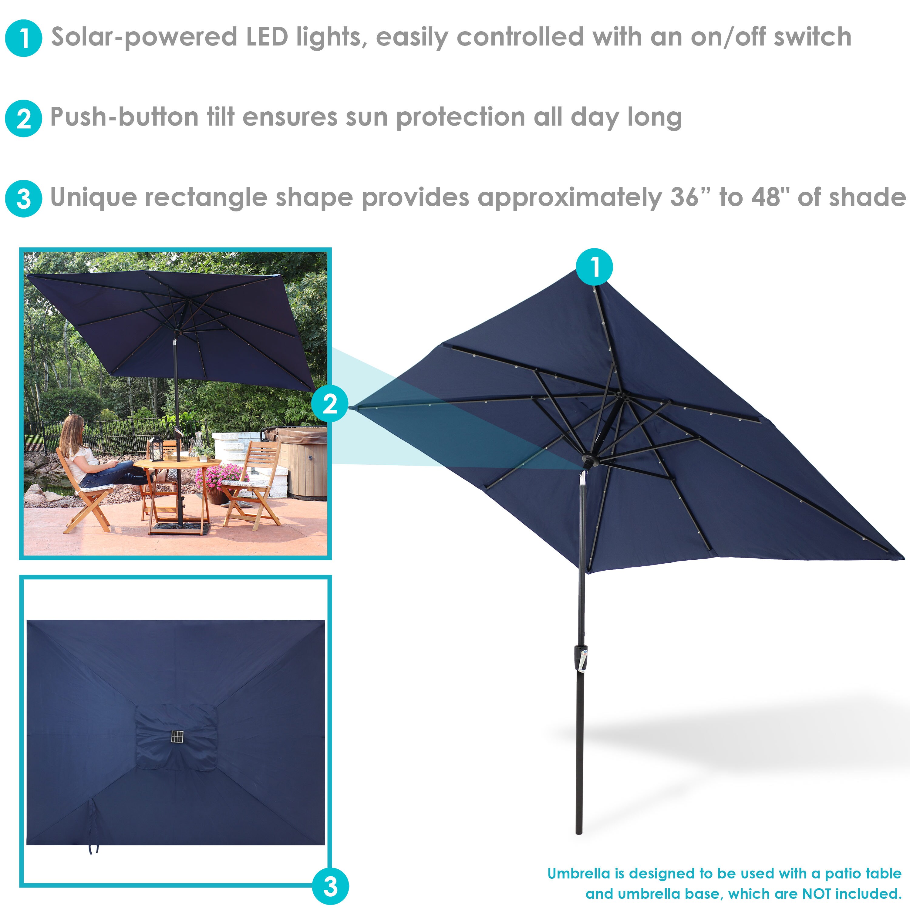 Sunnydaze Decor 8.75-ft Aluminum Market Patio Umbrella with Lights at ...