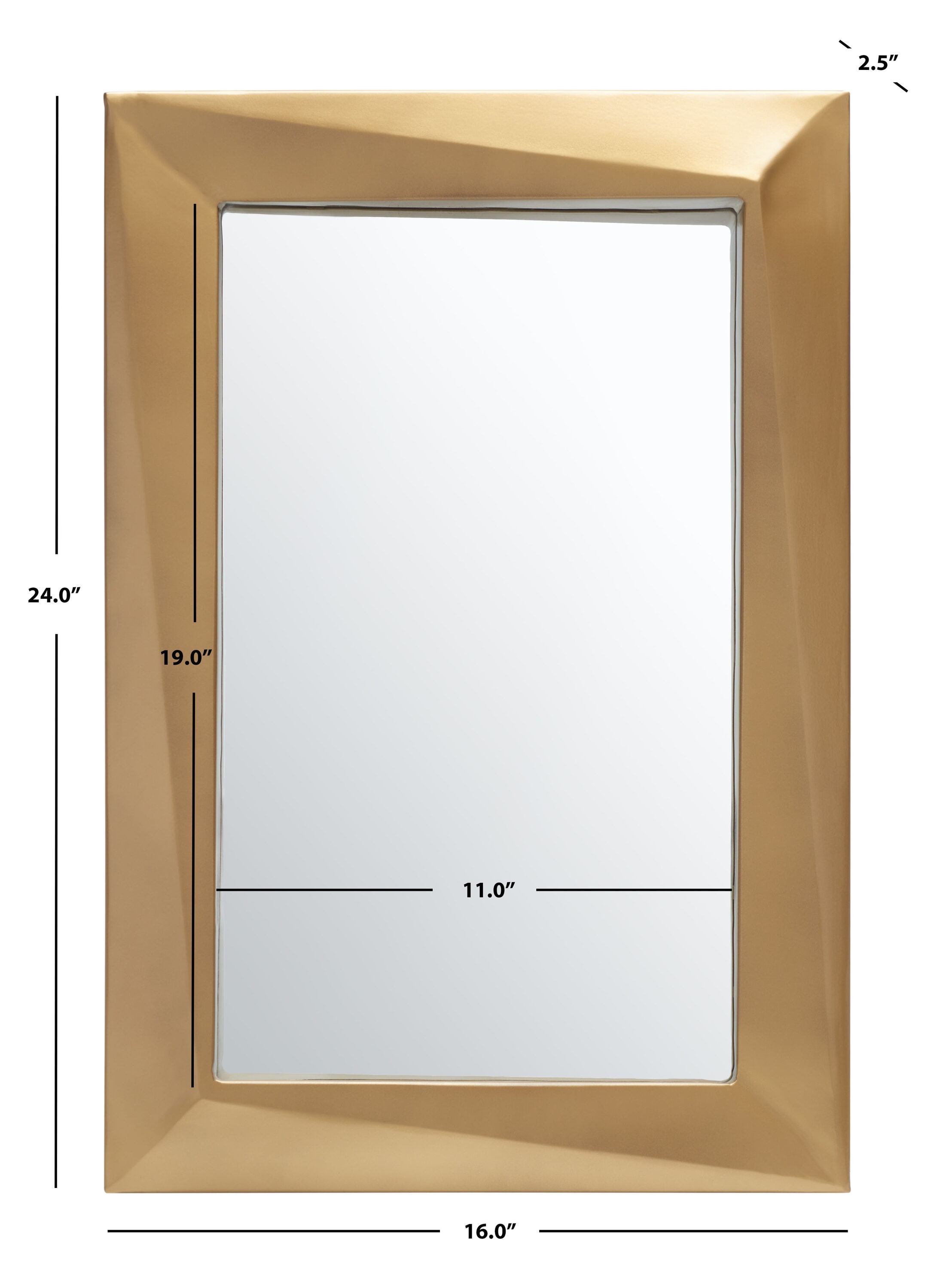 Ellarose 24" Gold Rectangular Wood Wall Mirror
