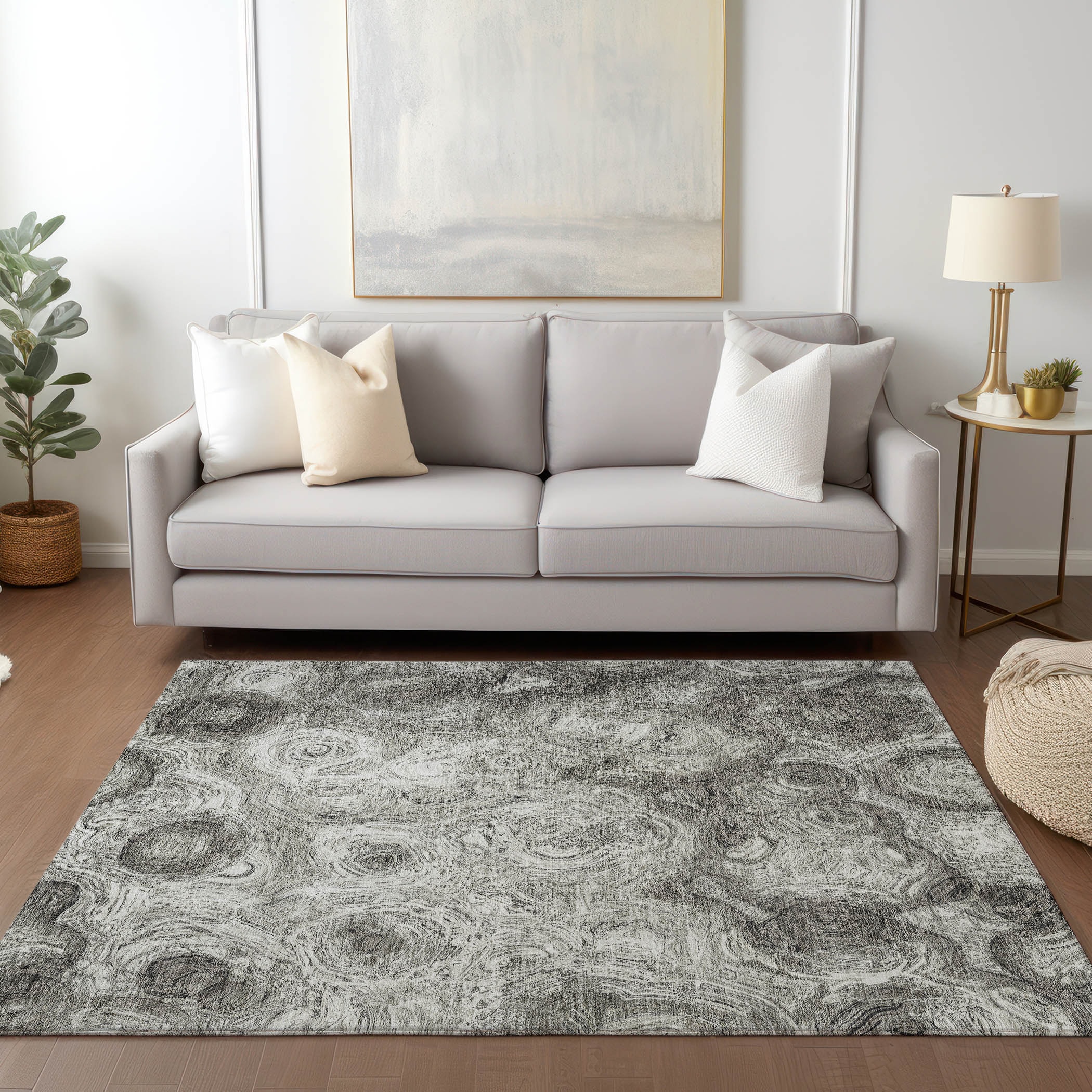 Addison Rugs ACN579SV3X5 Chantille ACN579SV 3 x 5 (ft) Polyester Silver Rectangular Indoor/Outdoor Geometric Machine washable Area rug