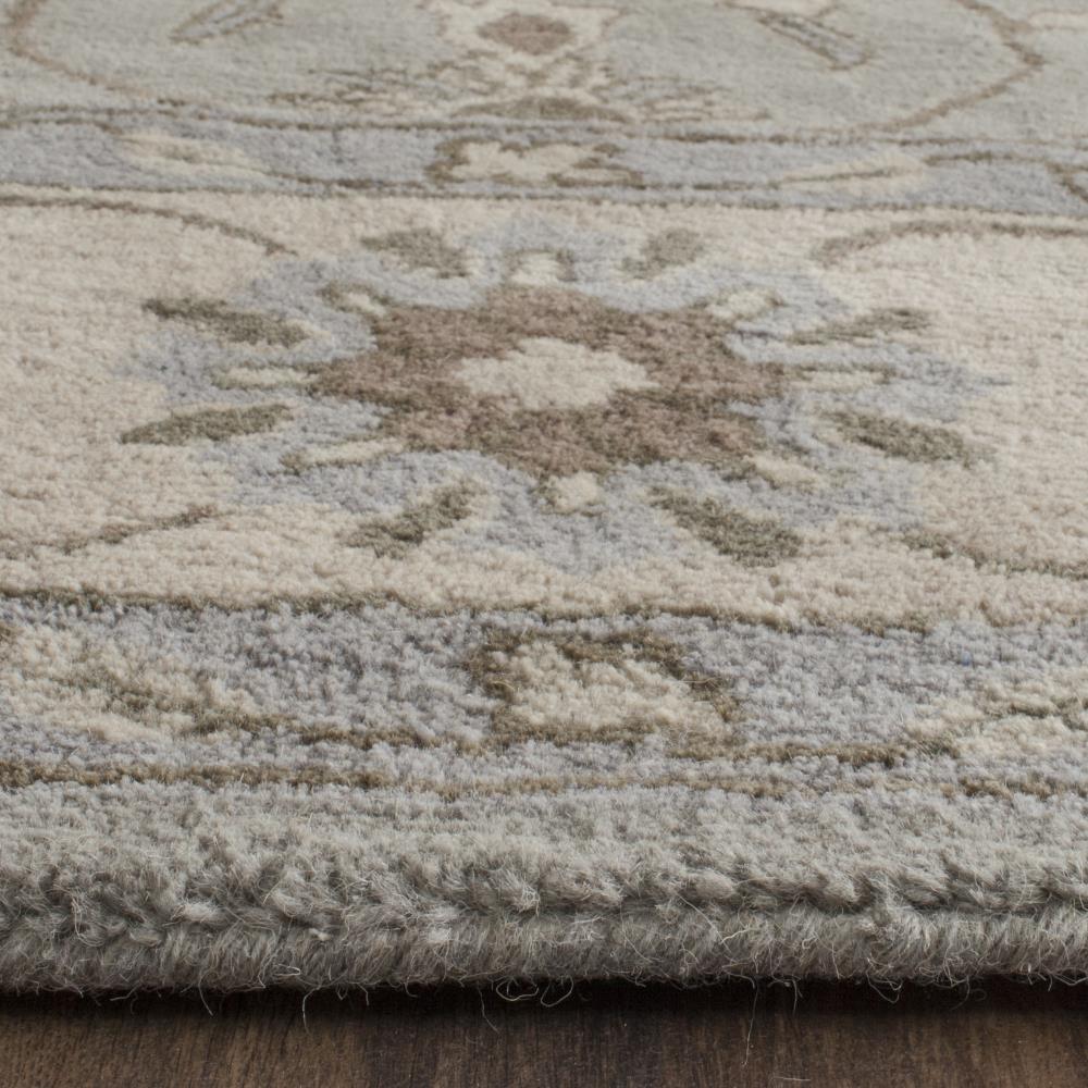Elegant Heritage Hand-Tufted Wool Square Rug in Grey - 6' x 6'