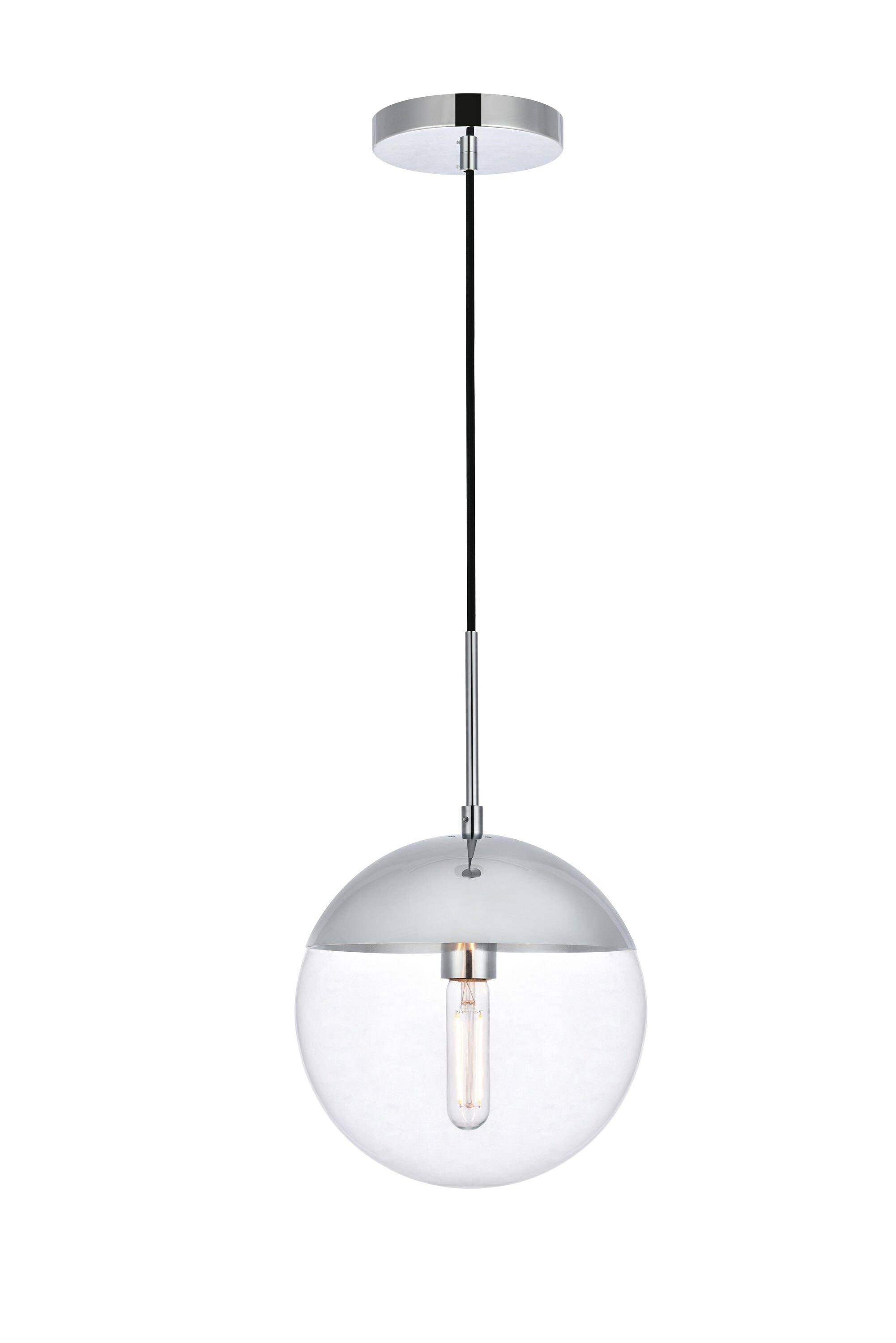 Eclipse Chrome Pendant Light with Clear Glass Shade