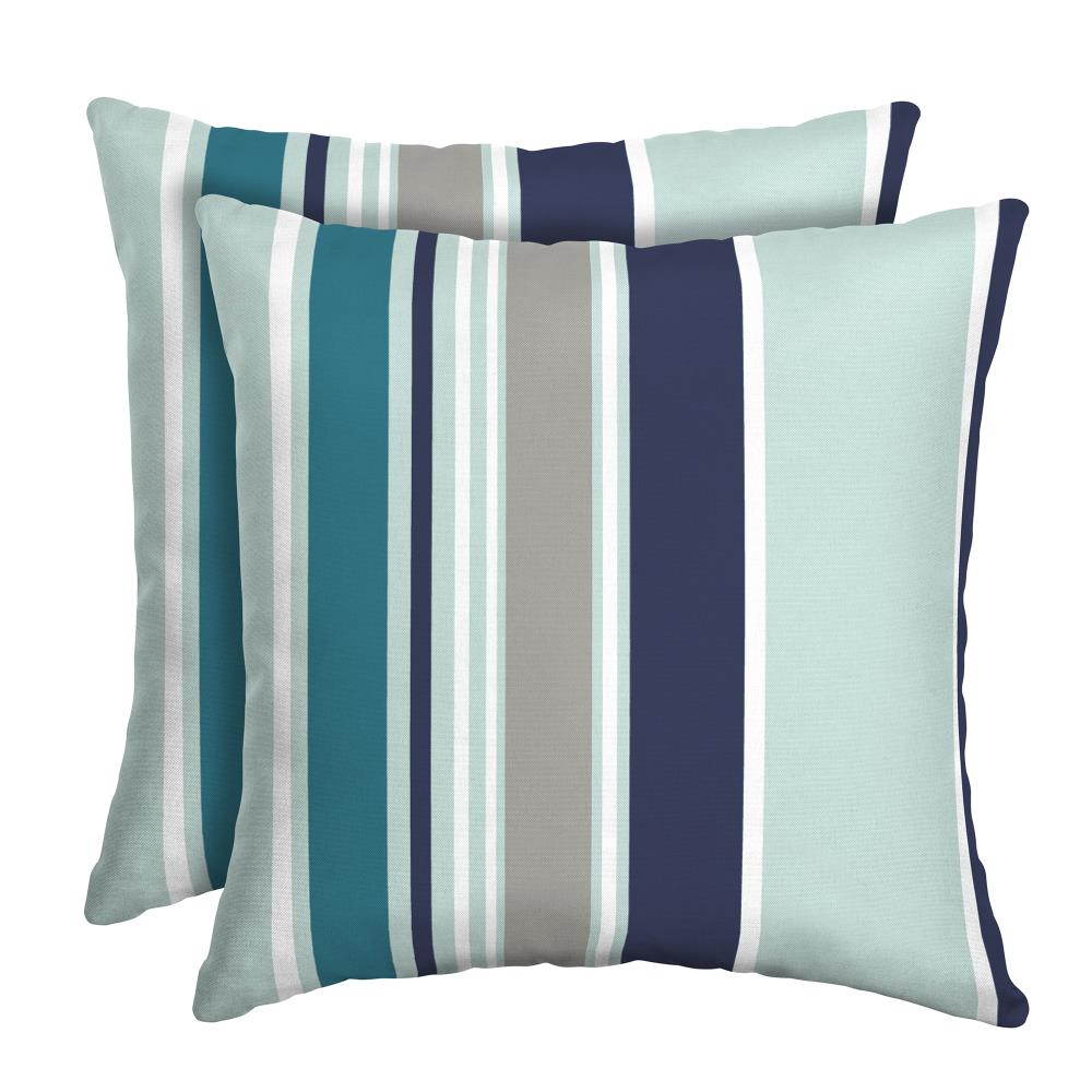 2Pack Striped Blue Square Throw Pillow in the Outdoor Decorative