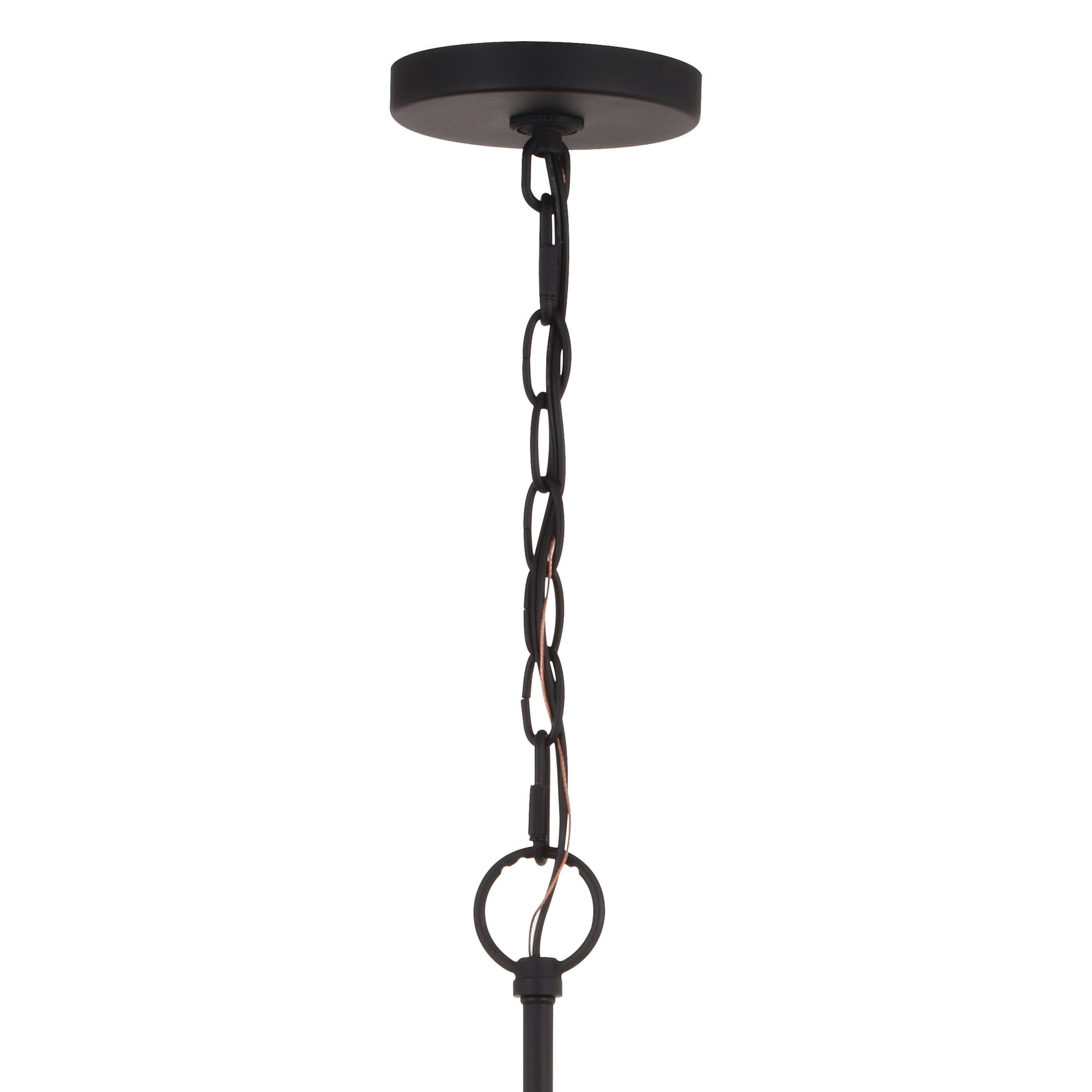 Annabelle 30" Matte Black & Brushed Walnut 6-Light Chandelier