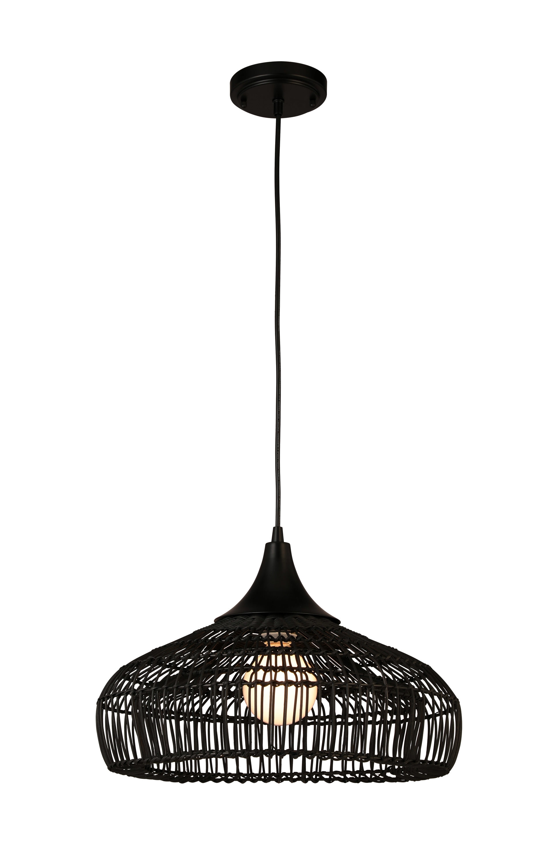 allen + roth Reece Black Traditional Bell Hanging Pendant Light in the ...