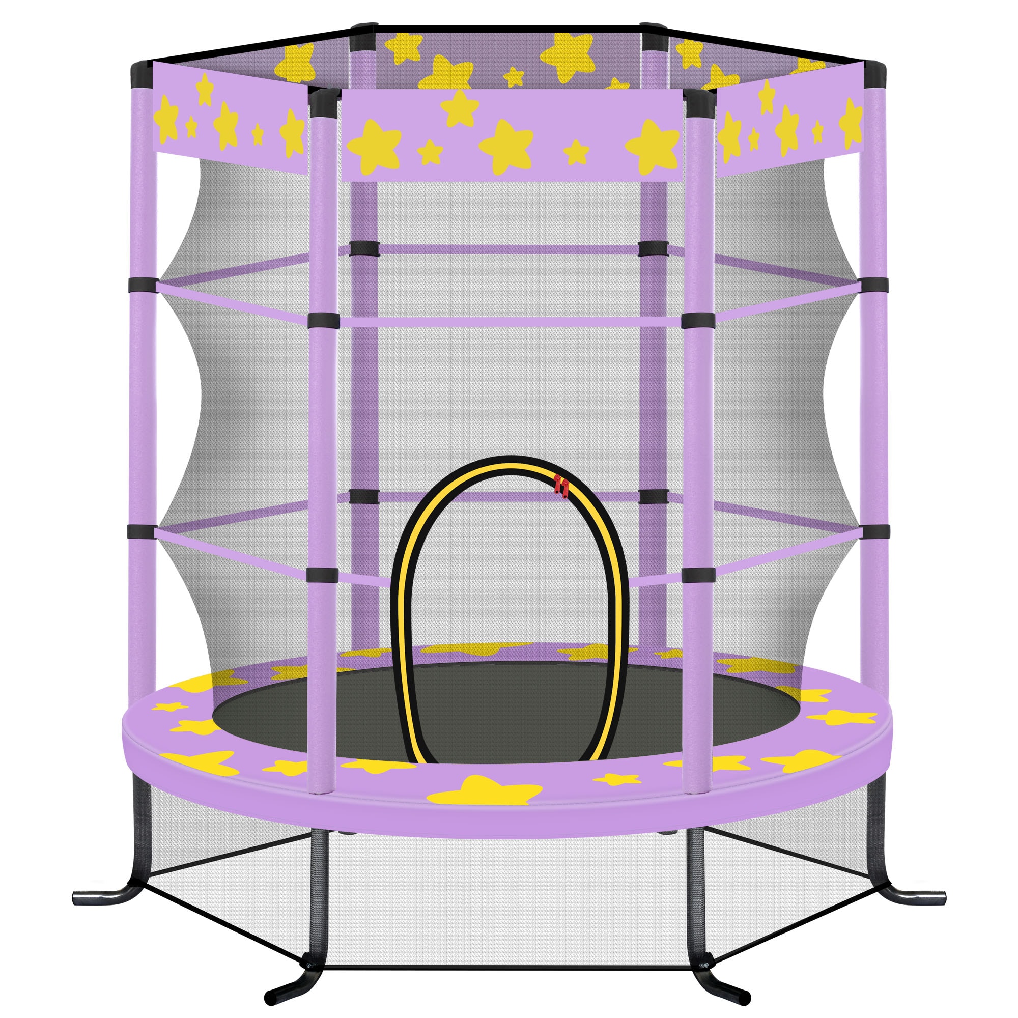 LOVMOR SF-M-MS311751AAC 55 Inch Kids Trampoline with Safety Enclosure Net 4.5FT Outdoor Indoor Trampoline for Kids Purple