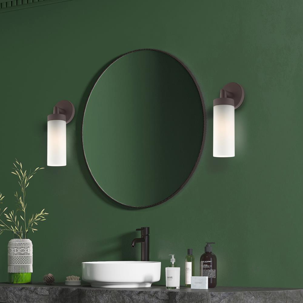 Aero Bronze 1-Light Wall Sconce with Satin Opal White Glass